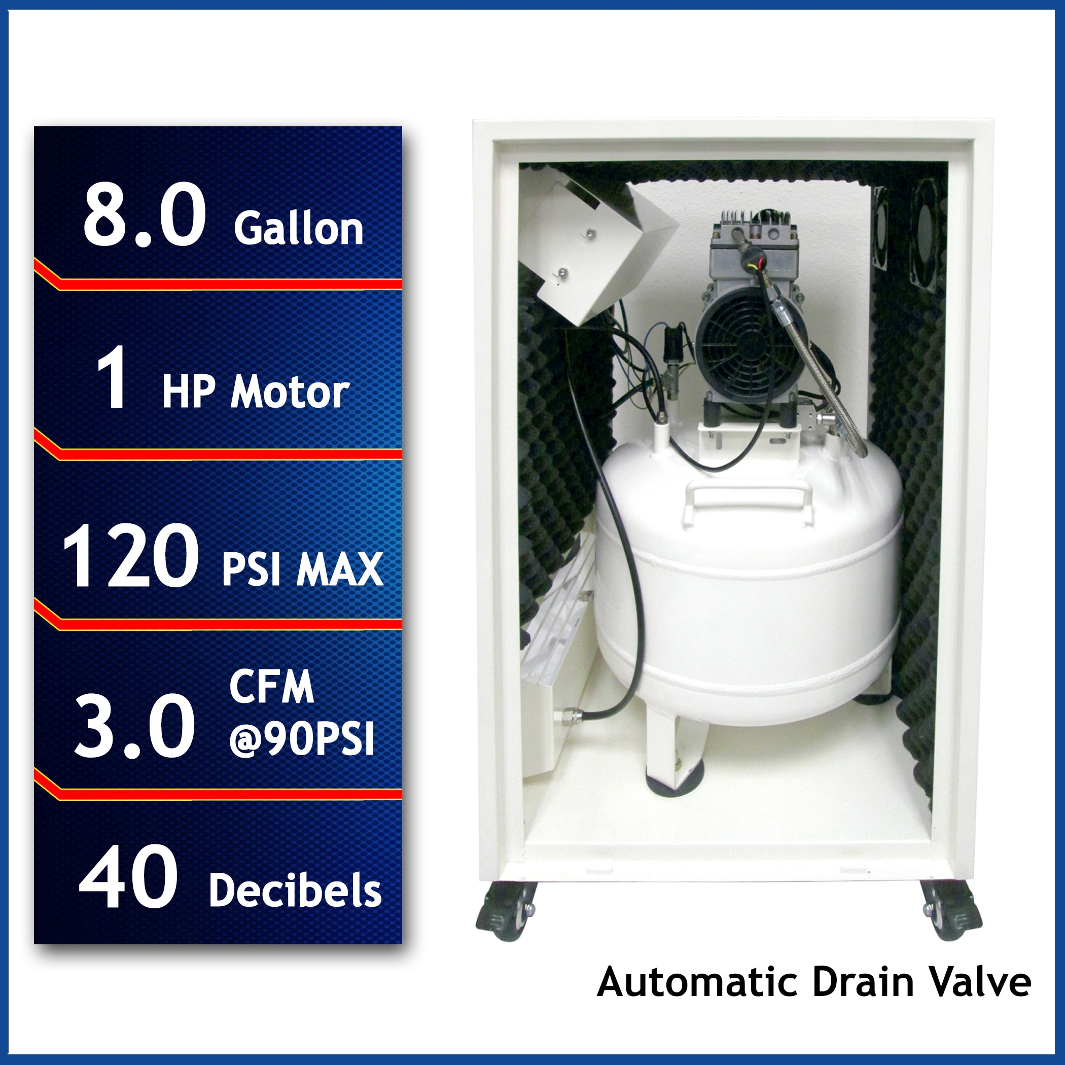 Compresor de aire vertical eléctrico portátil de 8 galones y 130 PSI
