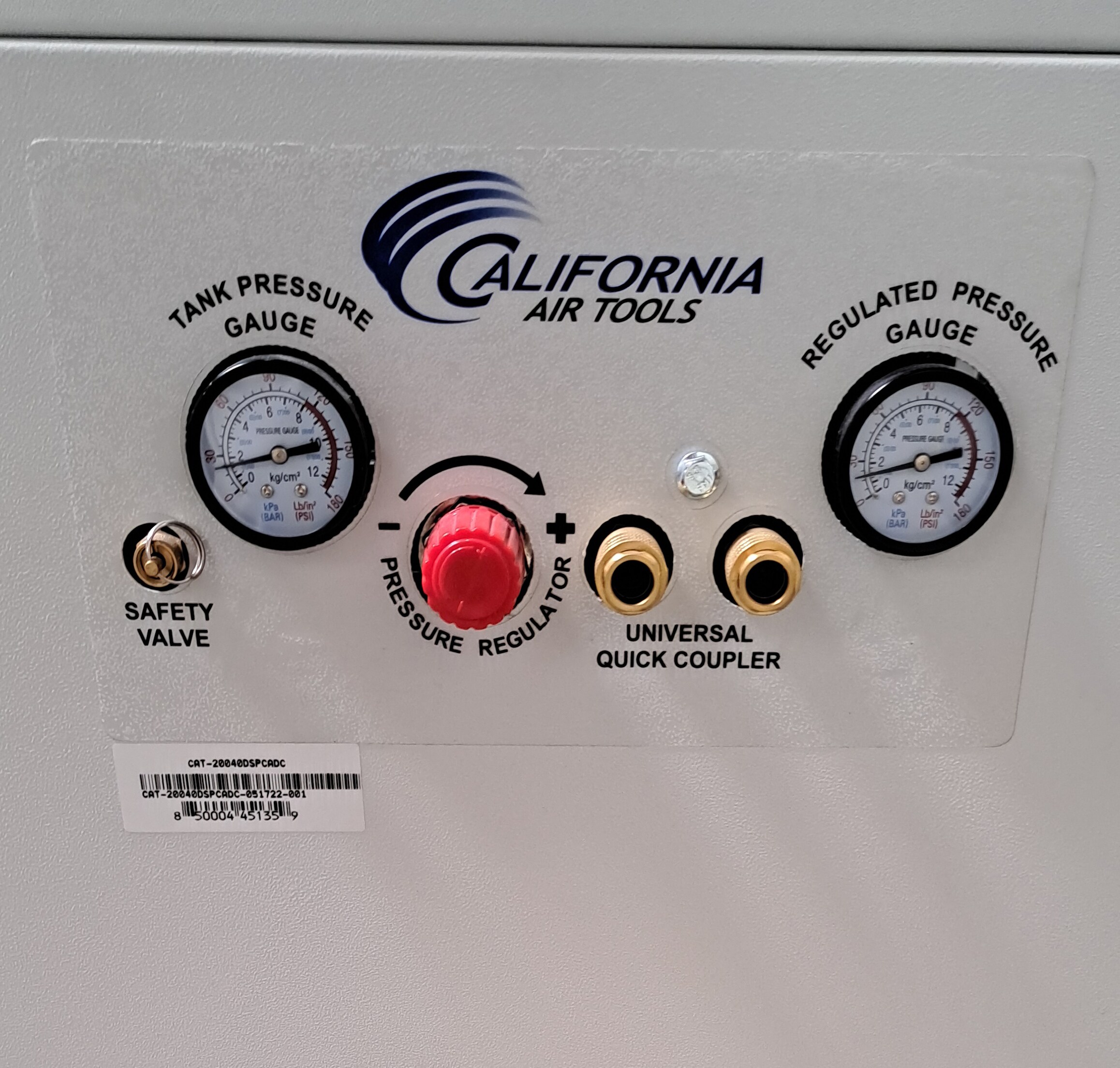 Compresor de aire horizontal portátil eléctrico de 20 galones con 130 PSI de California Air Tools