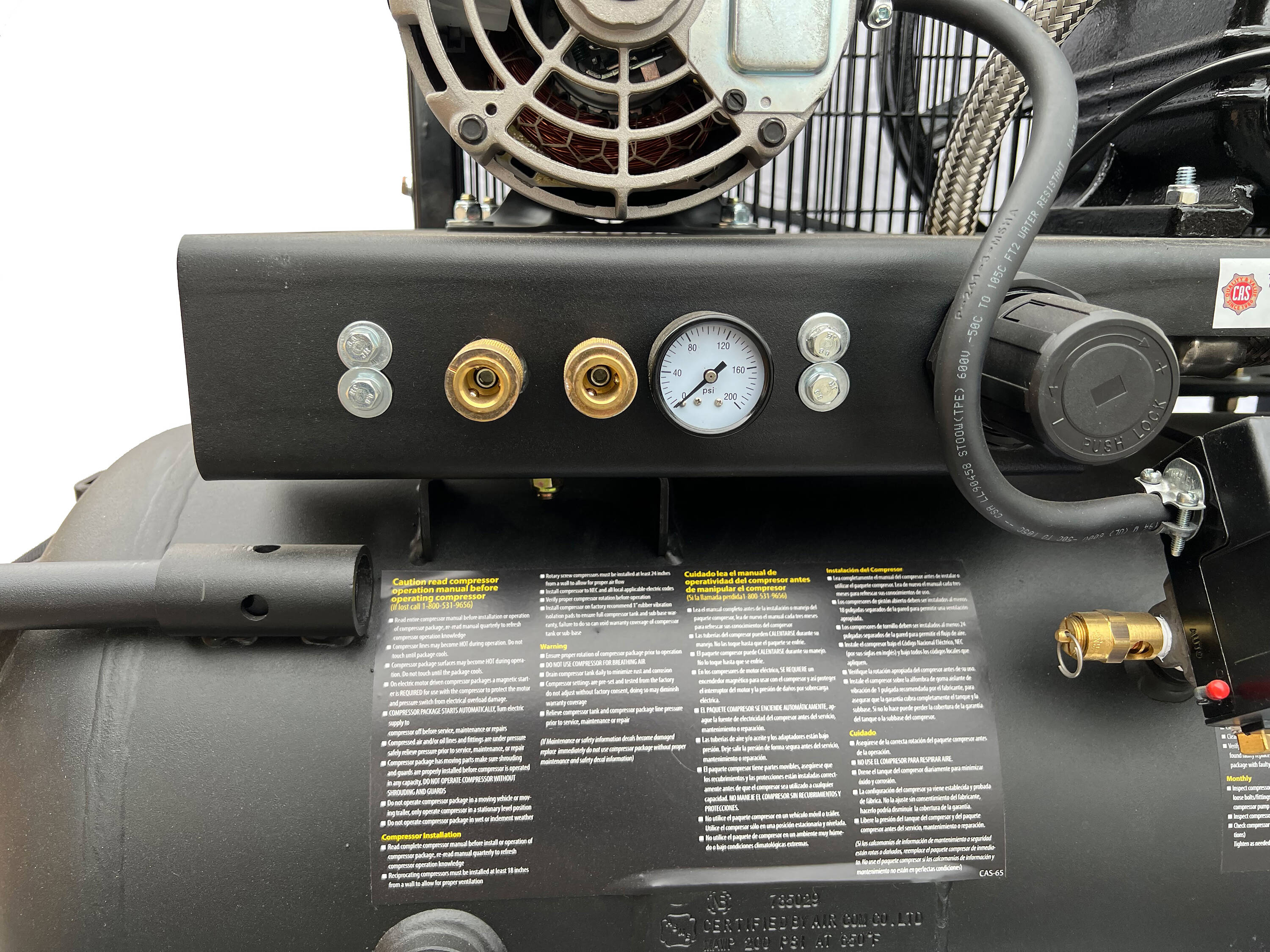 Compresor de aire eléctrico portátil vertical de 20 galones y 125 PSI, color dorado industrial