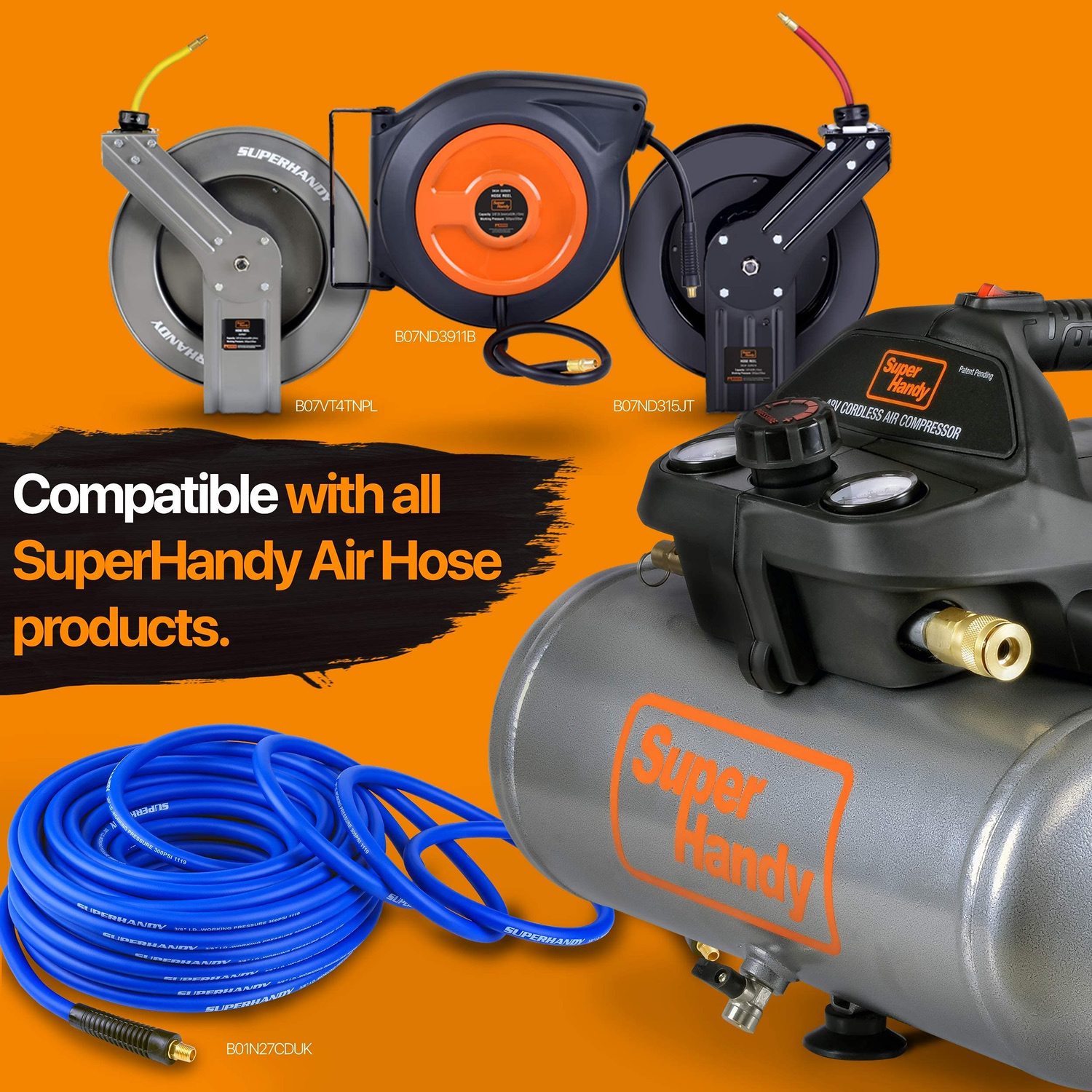 Compresor de aire portátil sin cables de 2 galones SuperHandy, estilo salchicha, 135 PSI