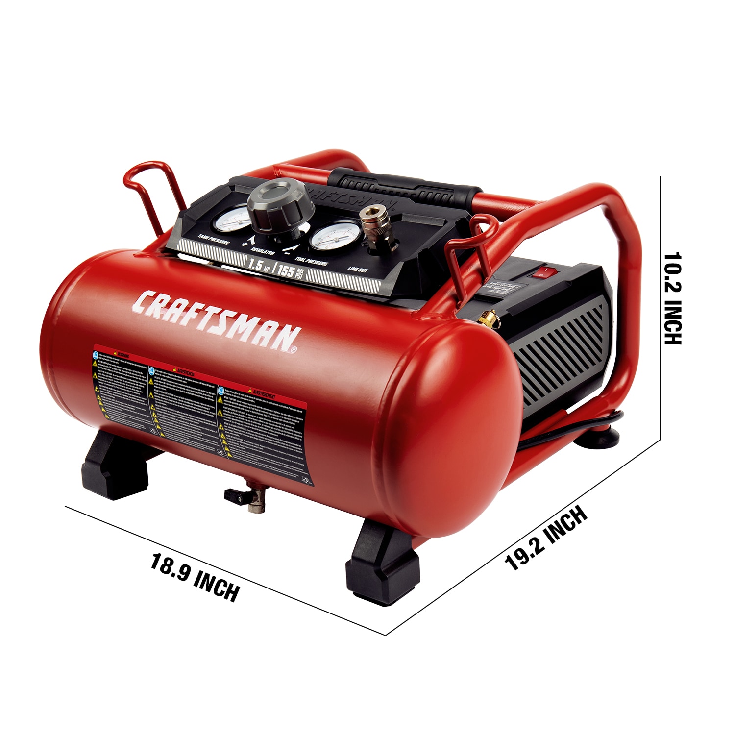 Compresor de aire portátil de salchicha eléctrico de 3 galones y 155 PSI - CRAFTSMAN CM-0200341