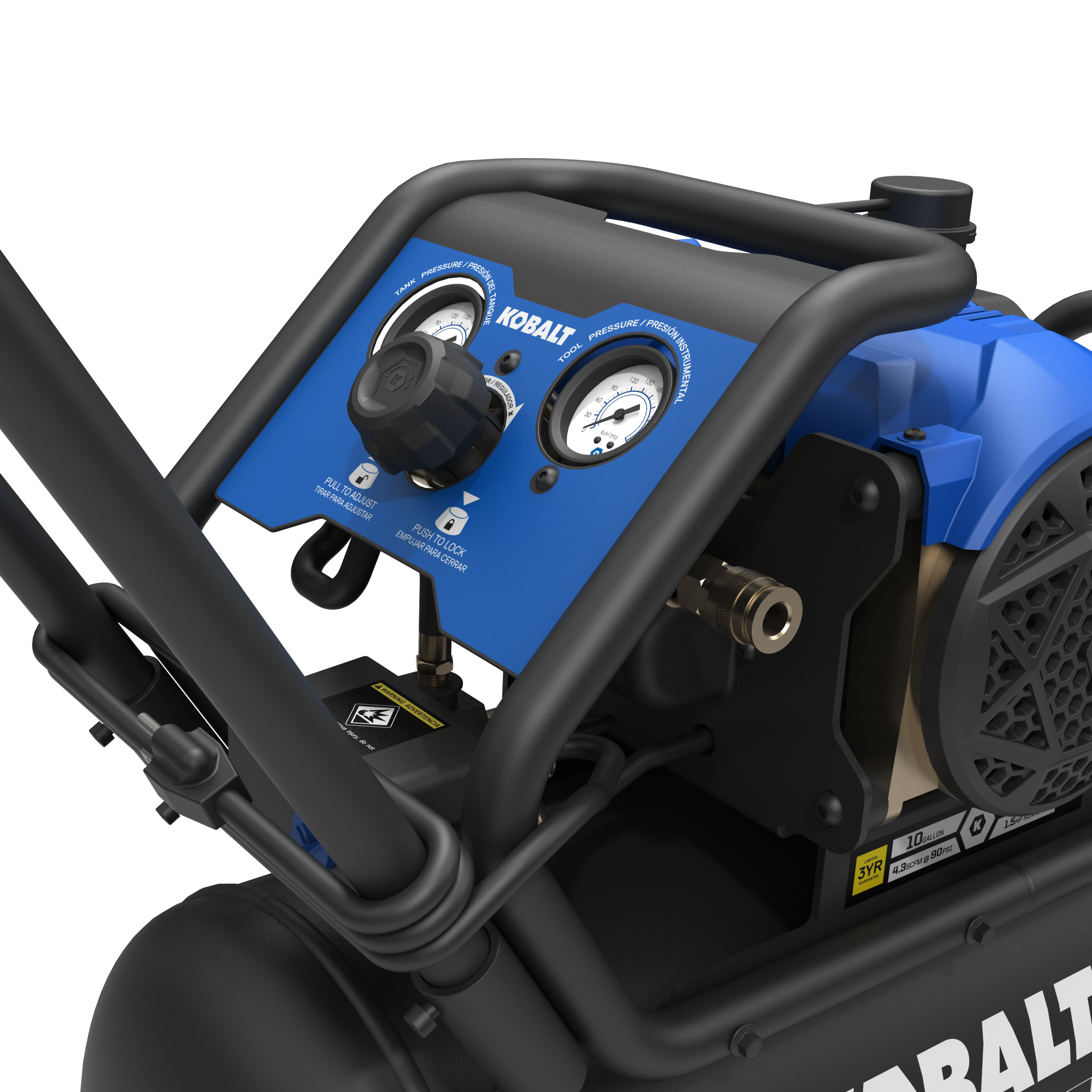 Compresor de aire portátil horizontal de 10 galones Kobalt QUIET TECH con capacidad de 175 PSI JFD-10G-S