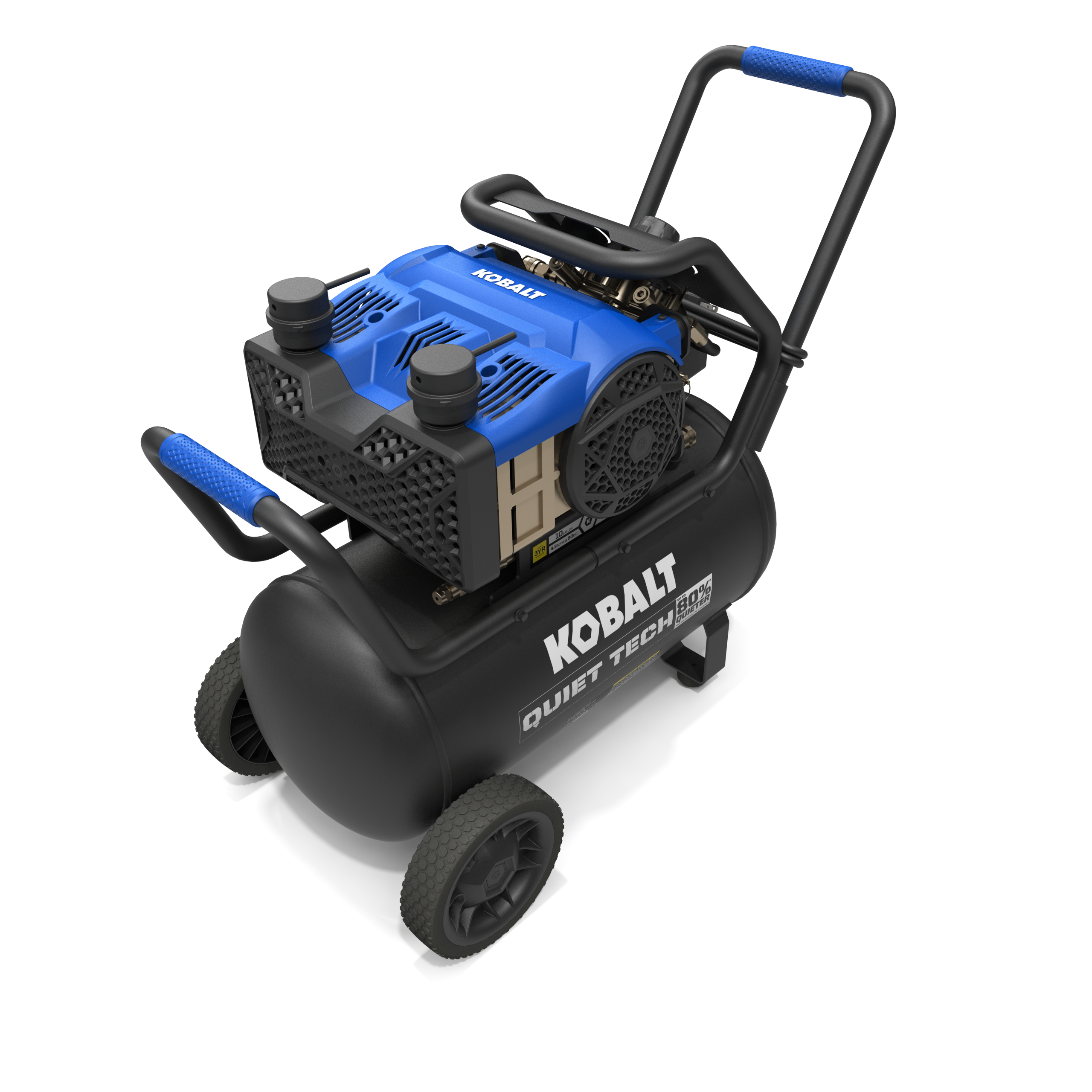 Compresor de aire portátil horizontal de 10 galones Kobalt QUIET TECH con capacidad de 175 PSI JFD-10G-S