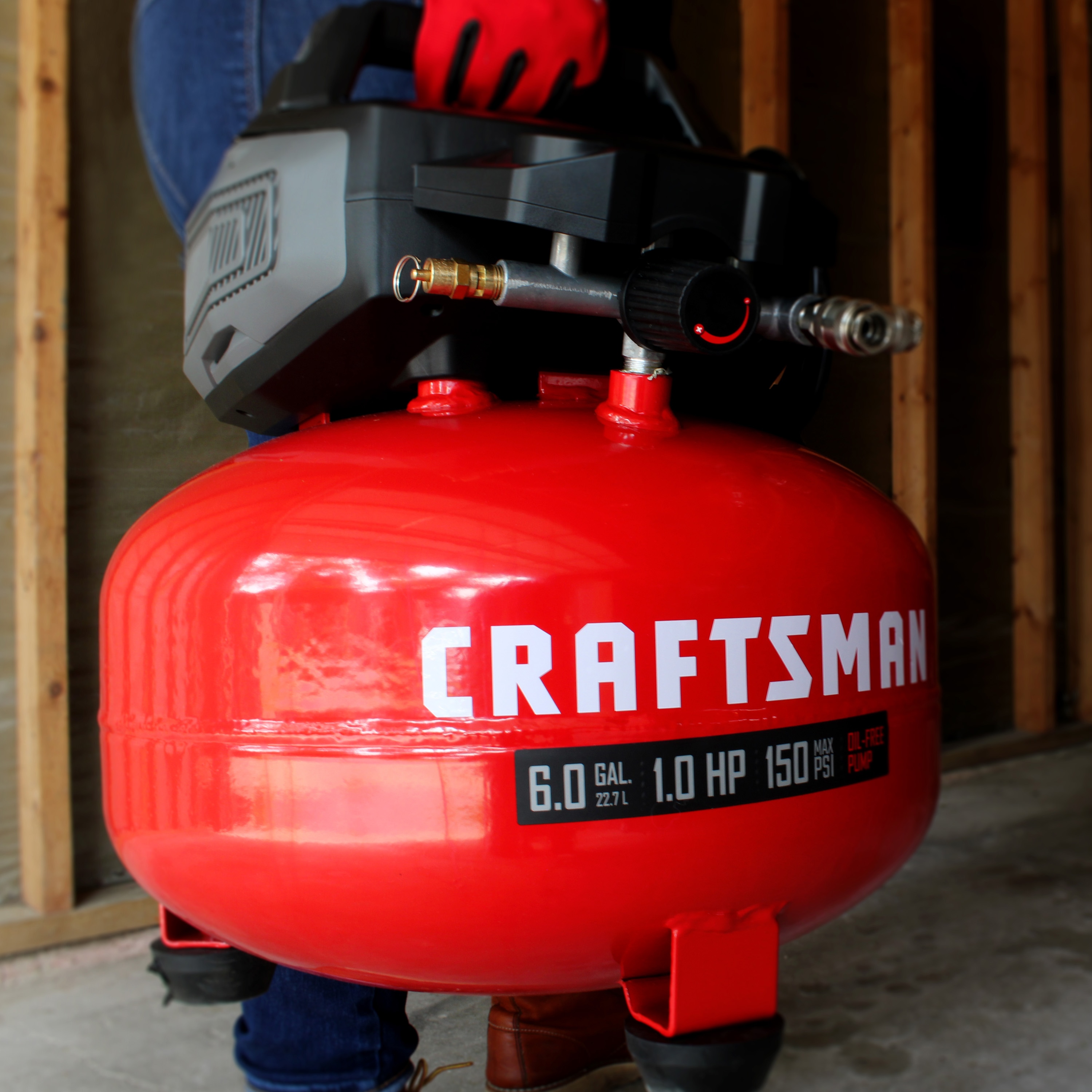 Compresor de Aire Portátil de 6 Galones 150 PSI Estilo Panqueque