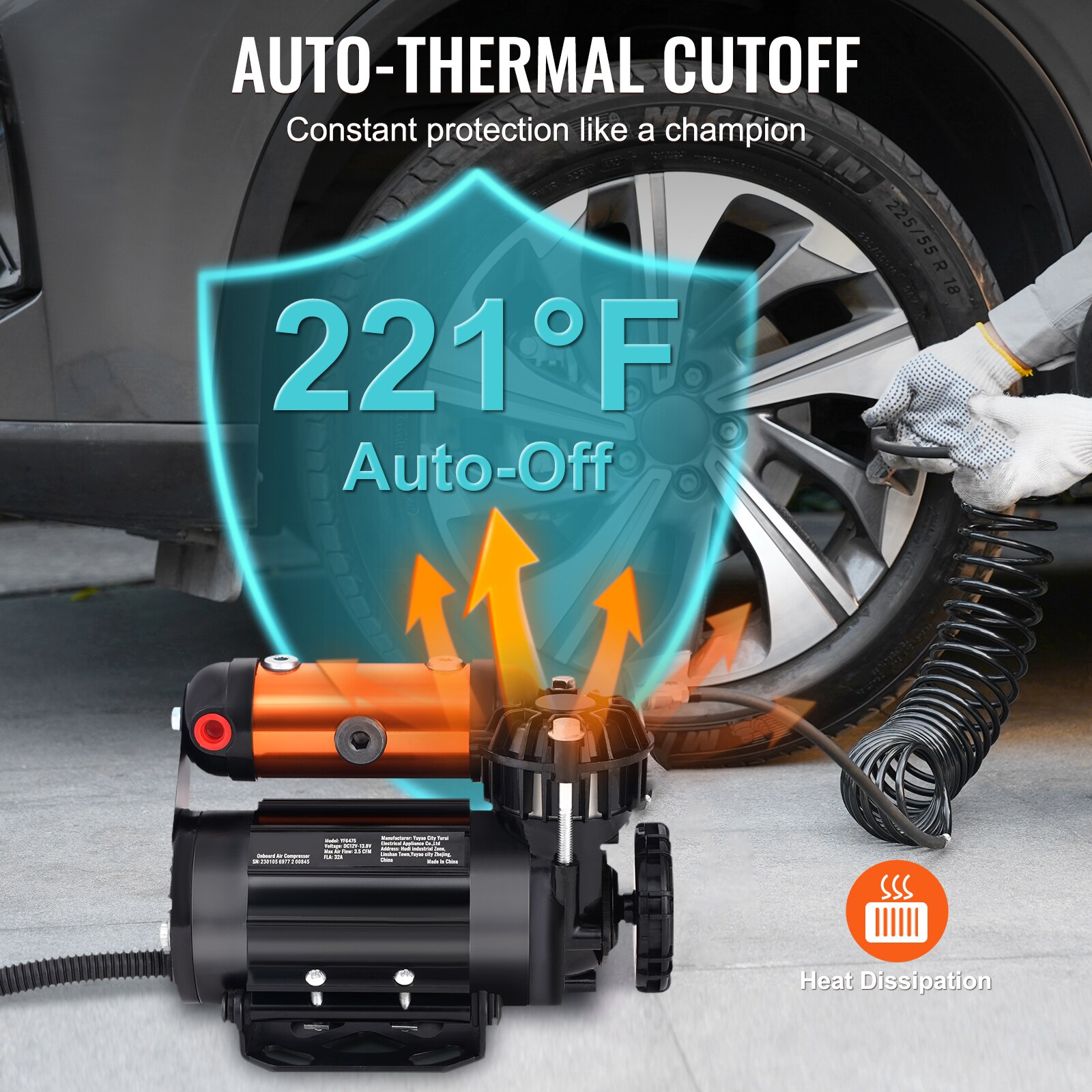 Compresor de Aire Horizontal Portátil Eléctrico de 150 PSI de VEVOR con Accesorios Incluidos