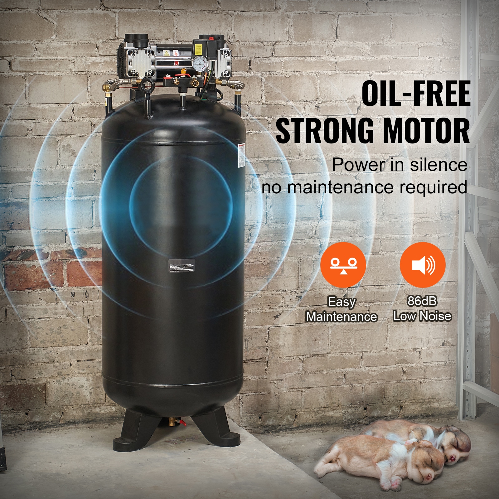 Compresor de aire vertical eléctrico inalámbrico de 80 galones con 100 PSI y accesorios incluidos
