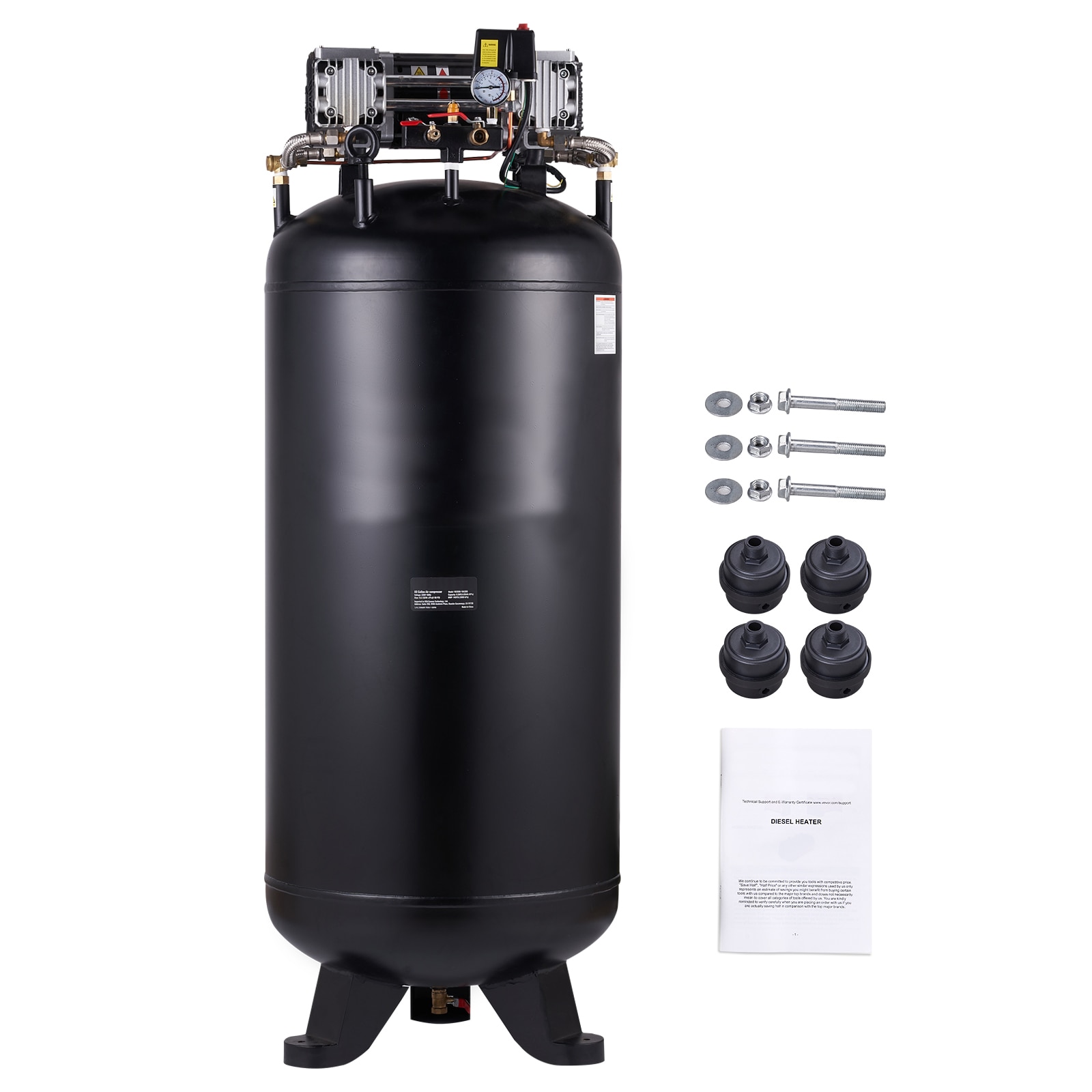 Compresor de aire vertical eléctrico inalámbrico de 80 galones con 100 PSI y accesorios incluidos