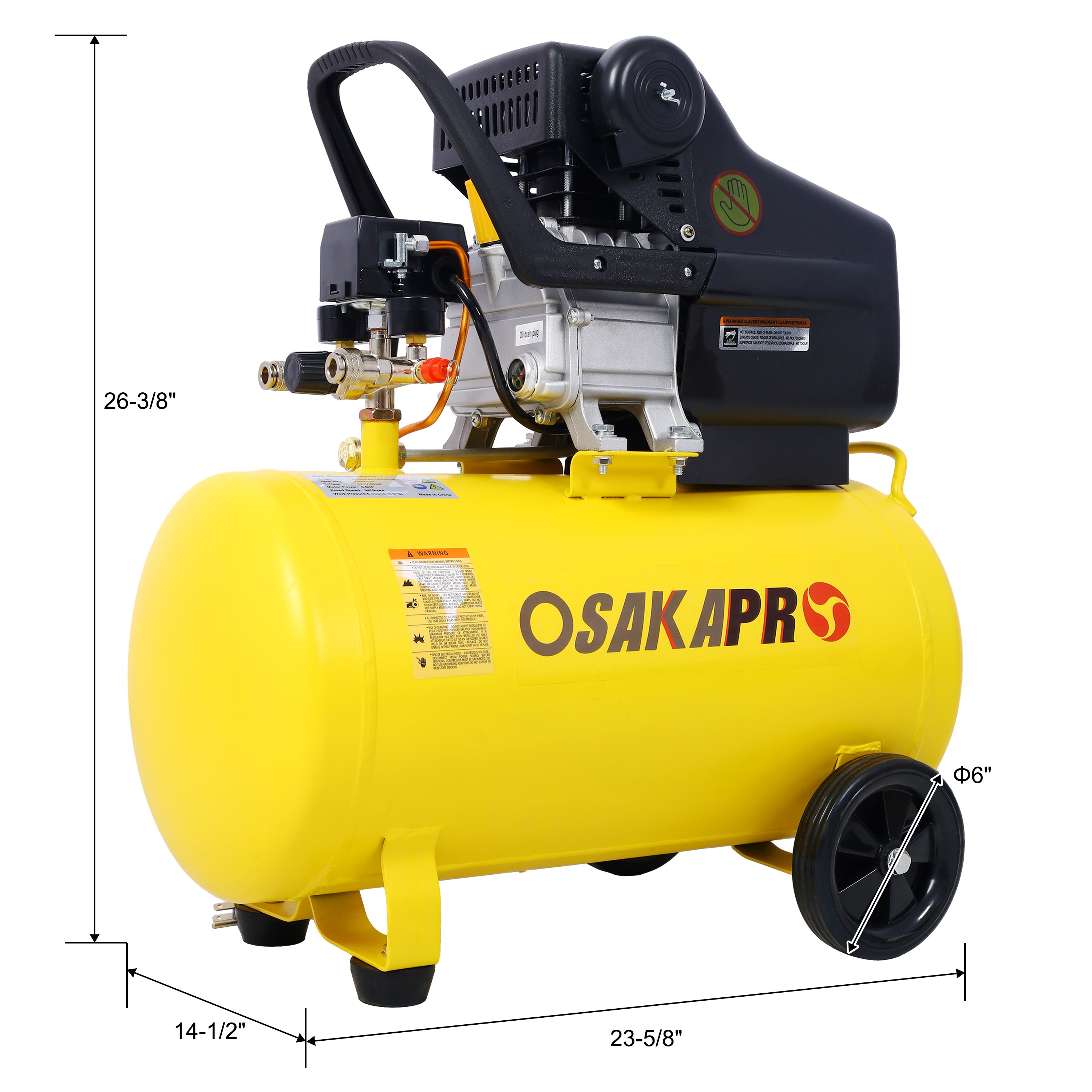 Compresor de aire vertical portátil de gas de 13 galones Wildaven con accesorios incluidos a 115 PSI