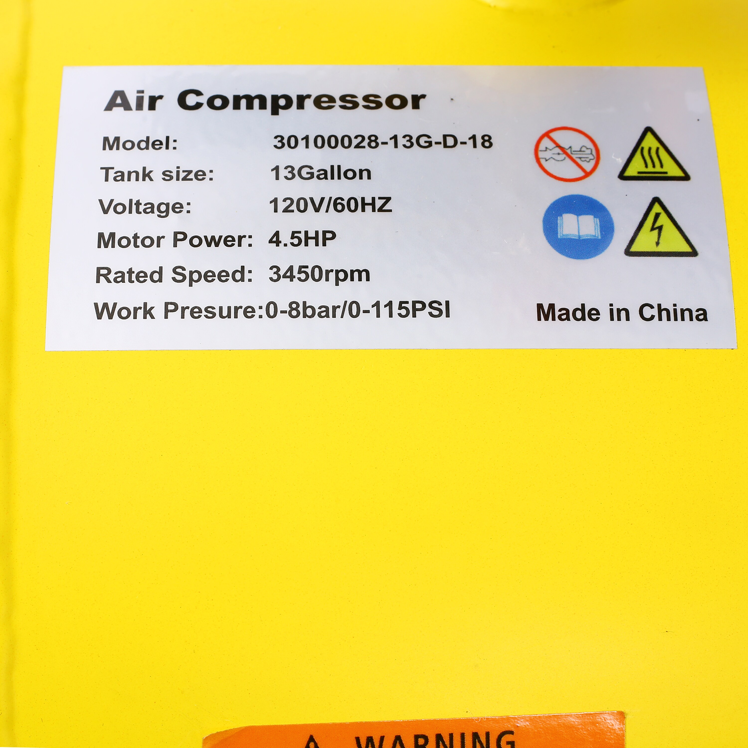 Compresor de aire vertical portátil de gas de 13 galones Wildaven con accesorios incluidos a 115 PSI