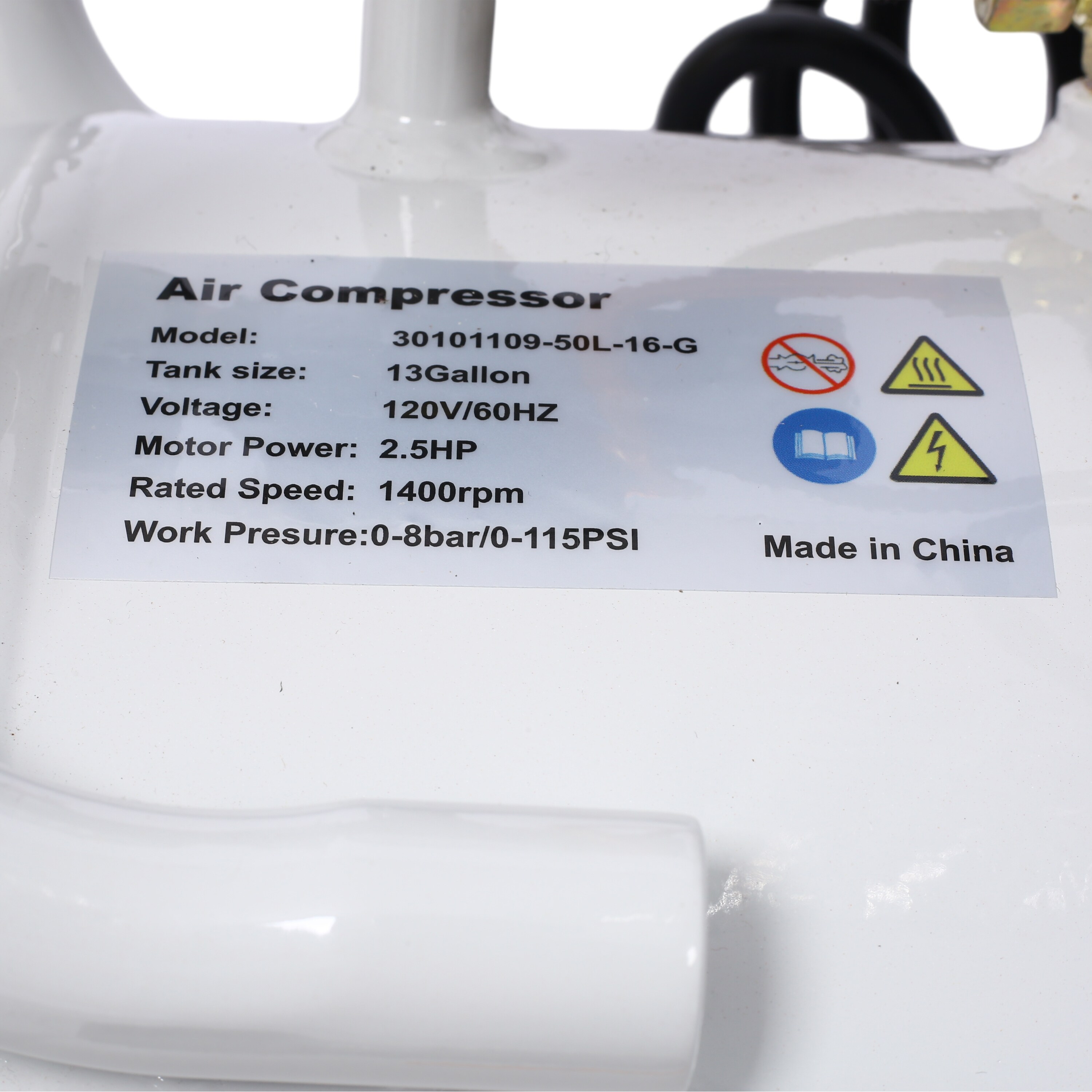 Compresor de aire vertical portátil de 13 galones Wildaven con accesorios incluidos a 115 PSI.
