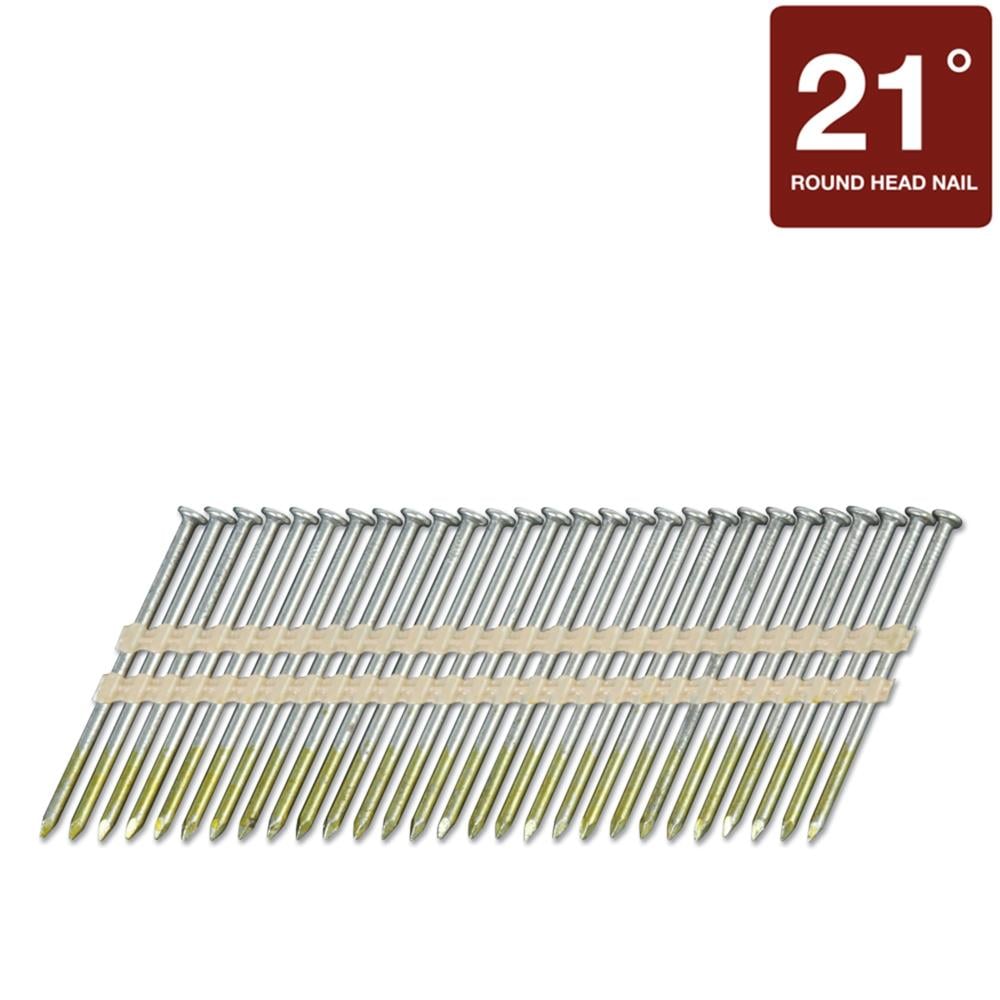 Clavos para enmarcar colacionados de 3-1/4 pulgadas x 0.131 pulgadas, con vástago liso brillante de 21 grados (4000 por caja) 10111HPT