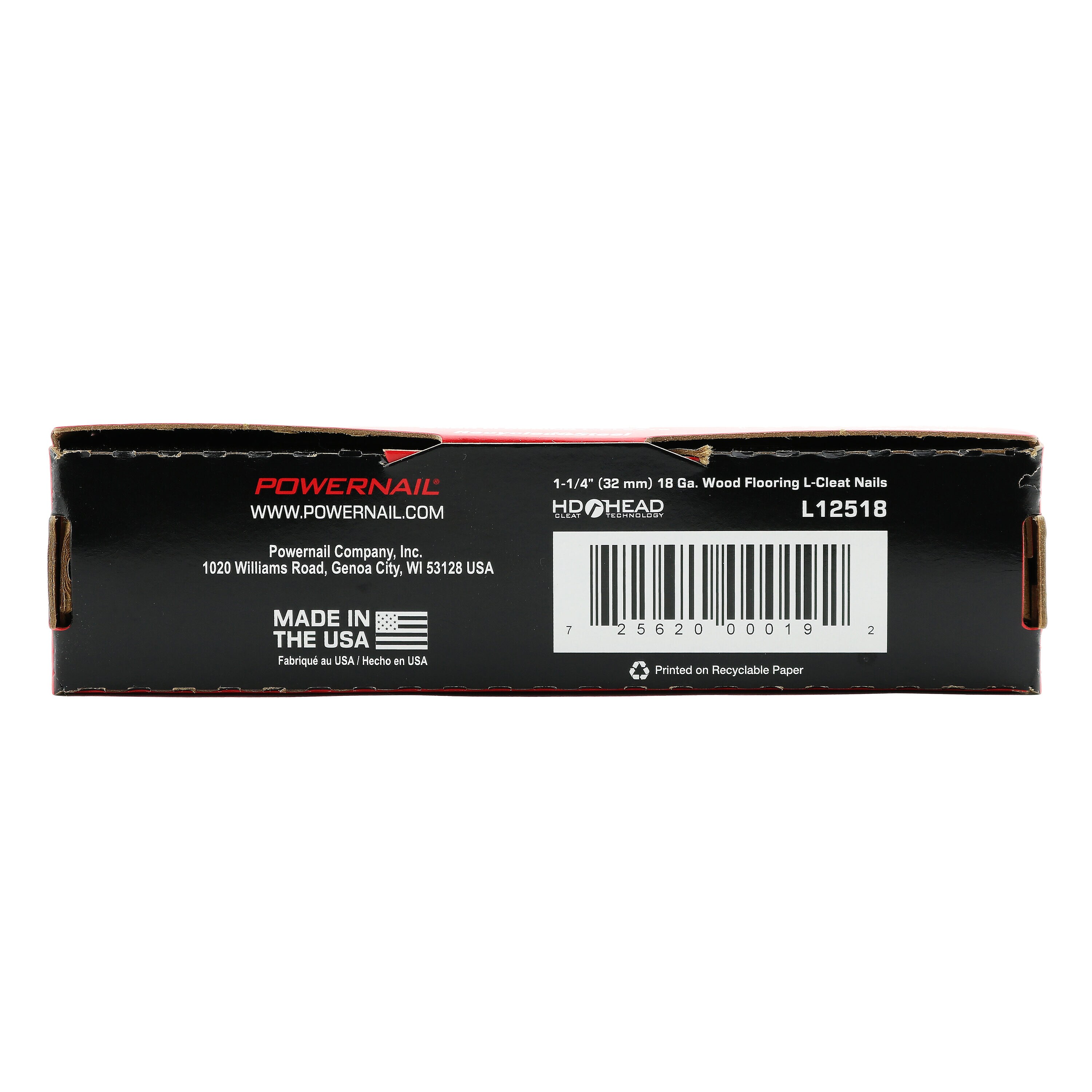 Clavos para pisos adhesivos de 1-1/4 pulgadas calibre 18 con punta dentada de aleación en caja colectora L12518
