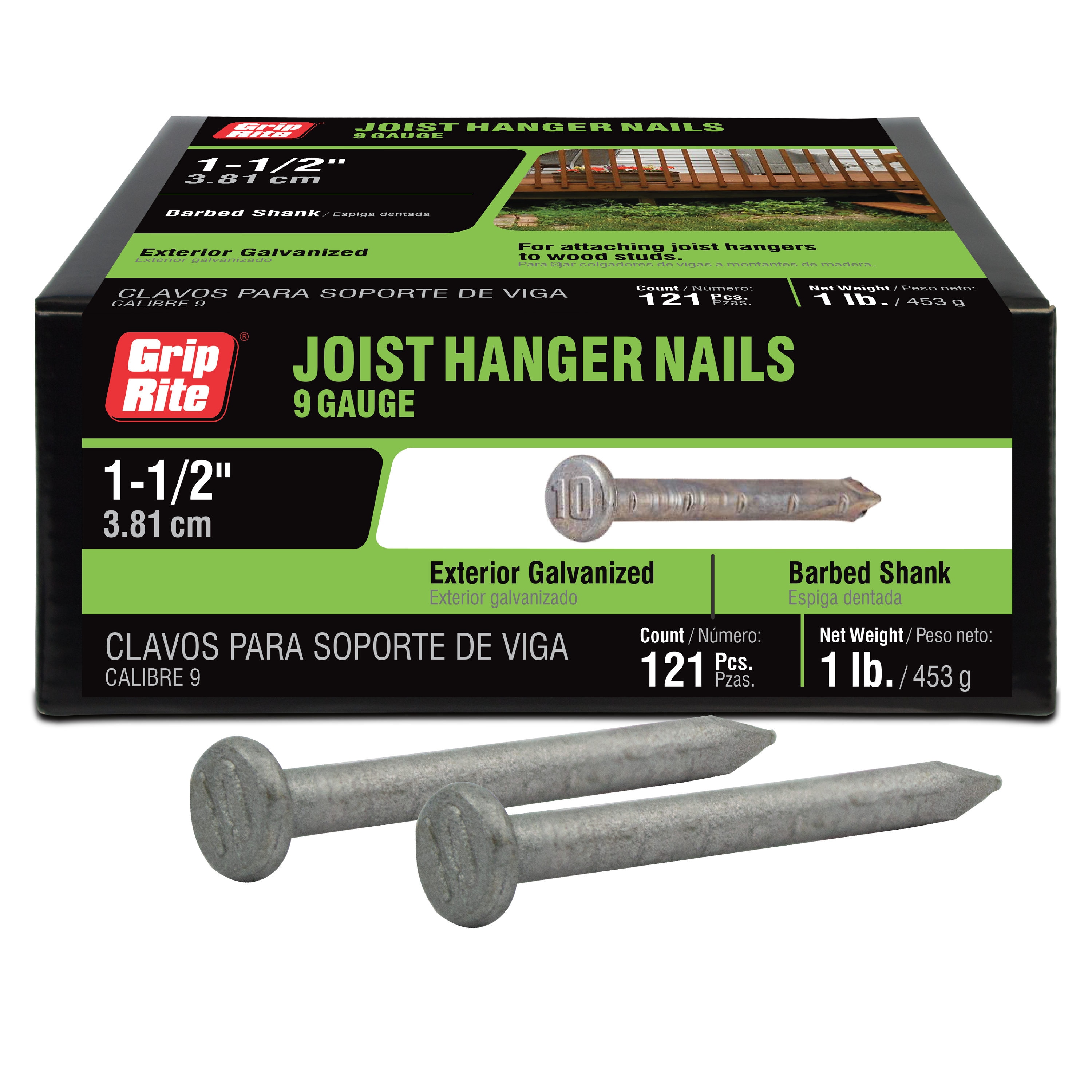Clavos para colgador de vigas lisos galvanizados en caliente de 1-1/2 pulgadas Grip-Rite (121 por caja)