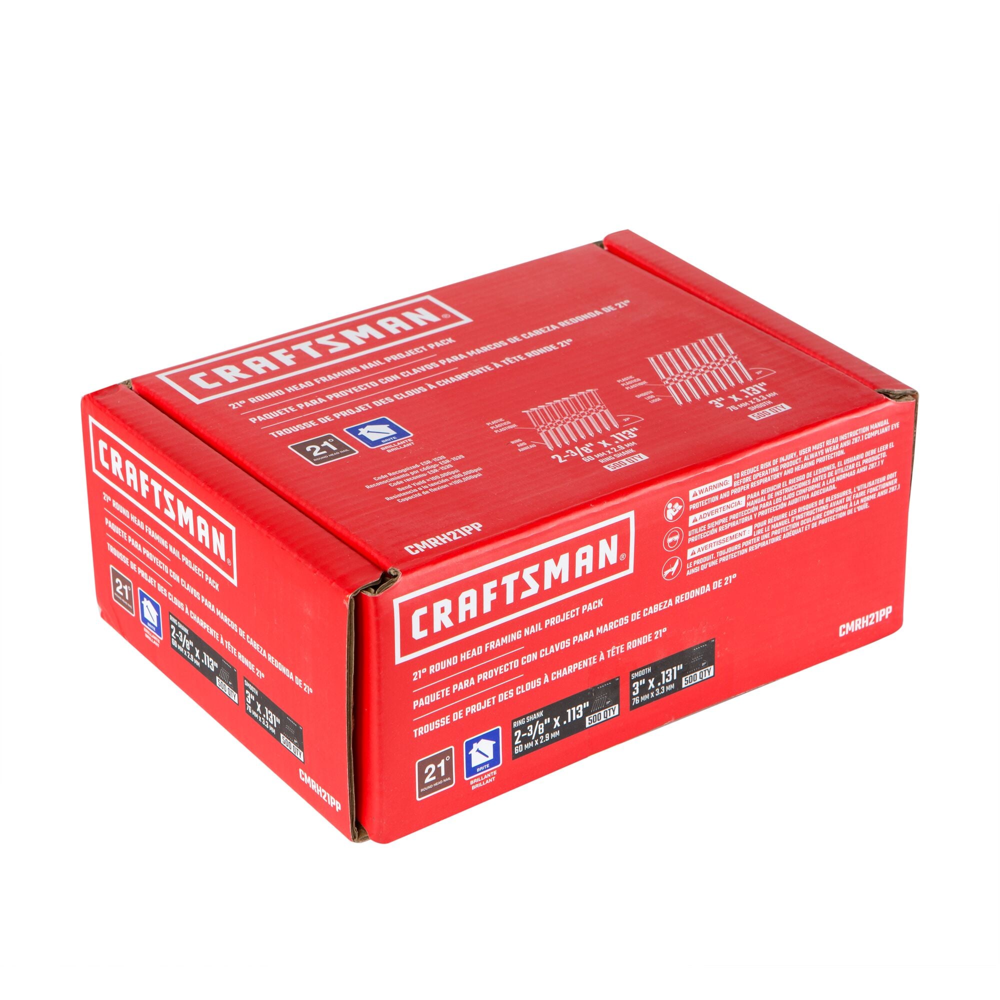 Clavos para estructuras enmarcadas recubiertos de 3 pulgadas x 0.131 pulgadas a 21 grados (por caja de 1000)