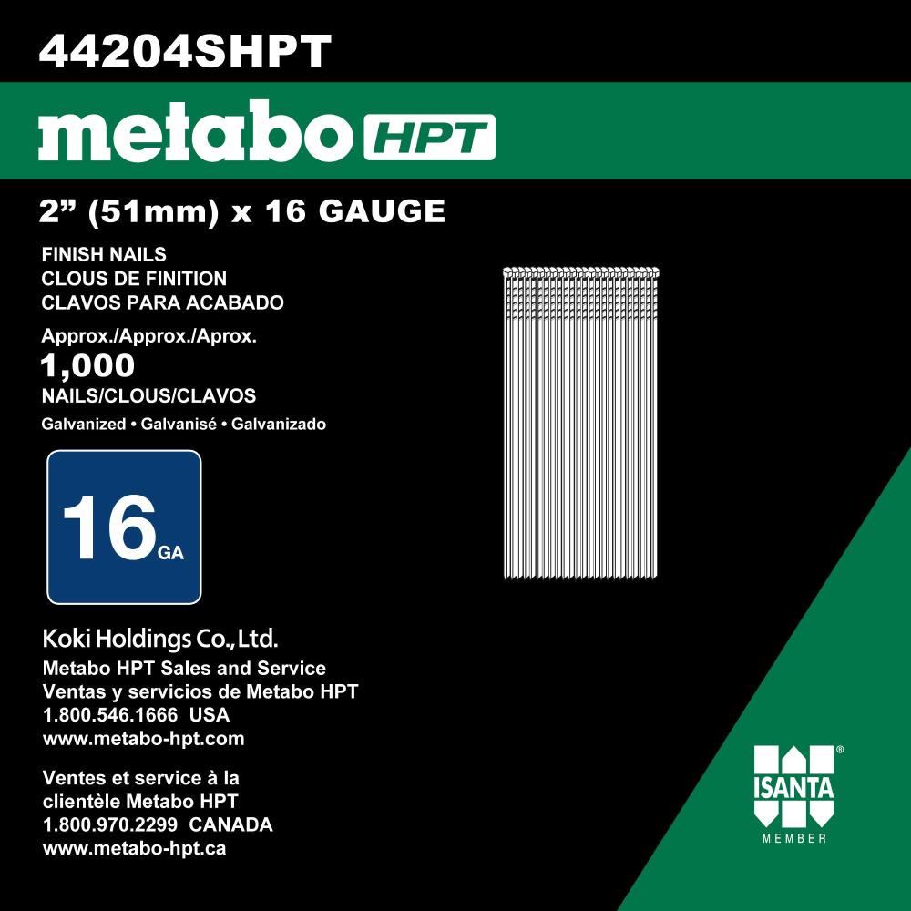 Clavos Rectos Galvanizados de 16 calibres con Acabado Colado en Caja de 1000 piezas - Metabo HPT
