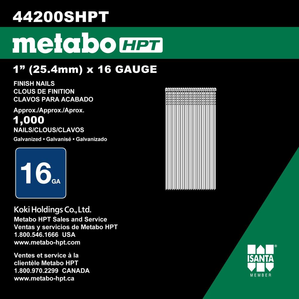 Clavos de acabo electrogalvanizados rectos de calibre 16 de 1 pulgada, 1000 por caja - Modelo 44200SHPT