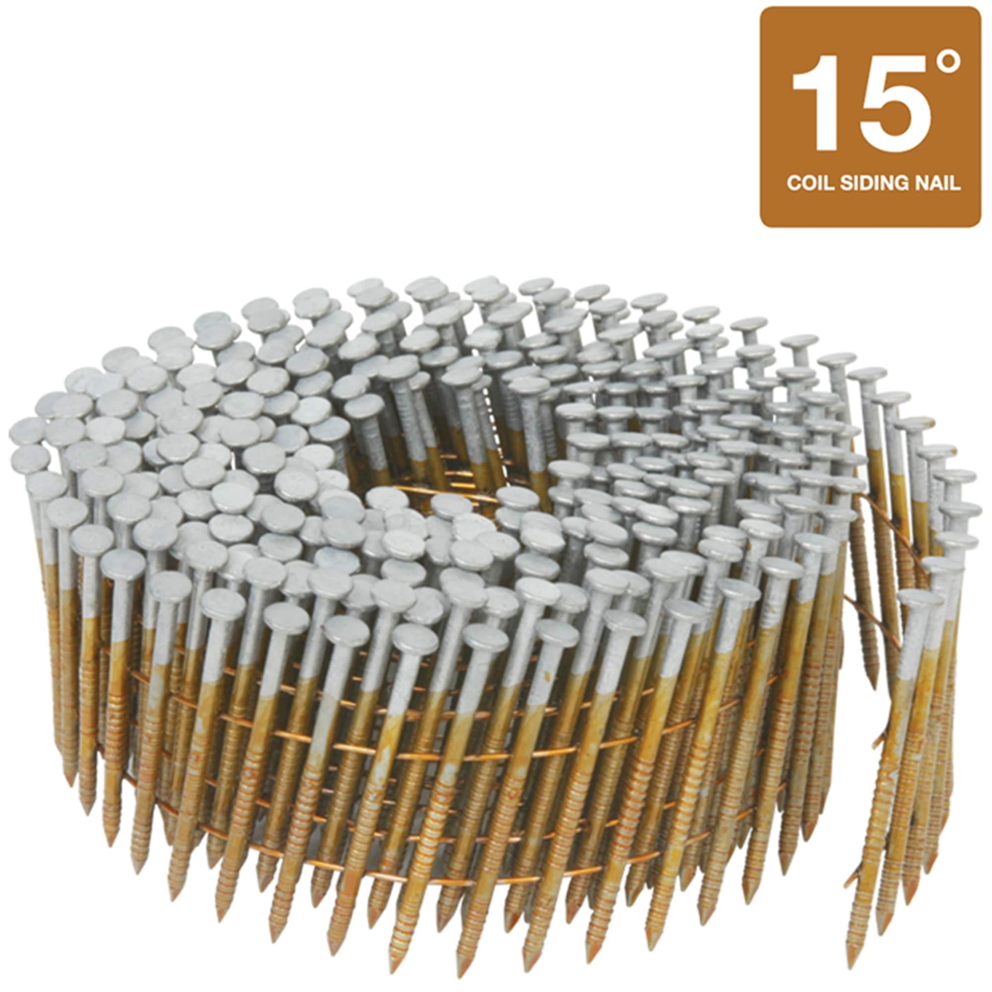 Clavos para revestimiento galvanizados en caliente de 15 grados de 2-1/4 pulgadas, con anillo y colación de alambre - 3600 por caja
