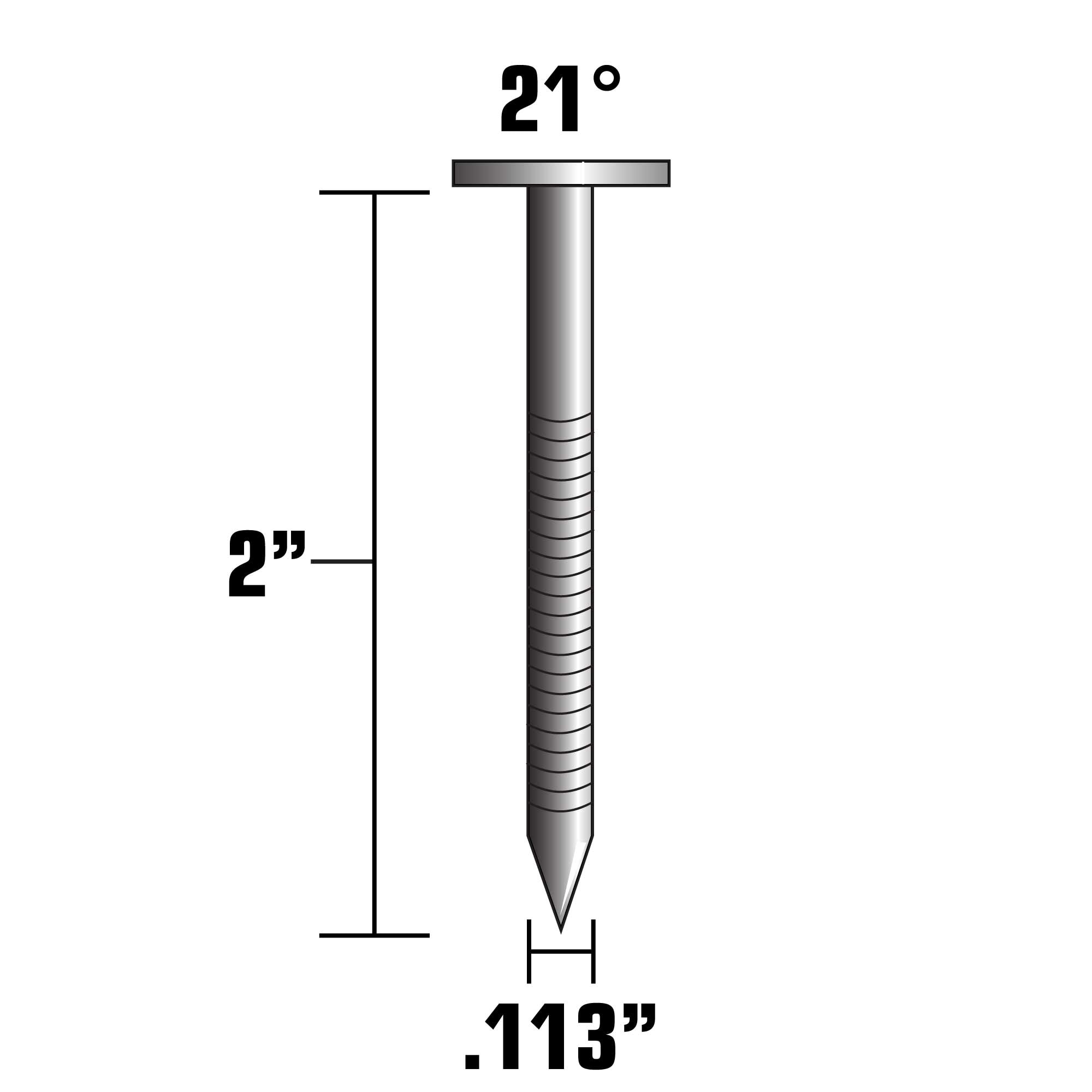 Clavos de armazón colacionados de acero inoxidable de 21 grados con anillo de rosca de 2 pulgadas x 0.113 pulgadas (1000 por caja) 10148SHPT