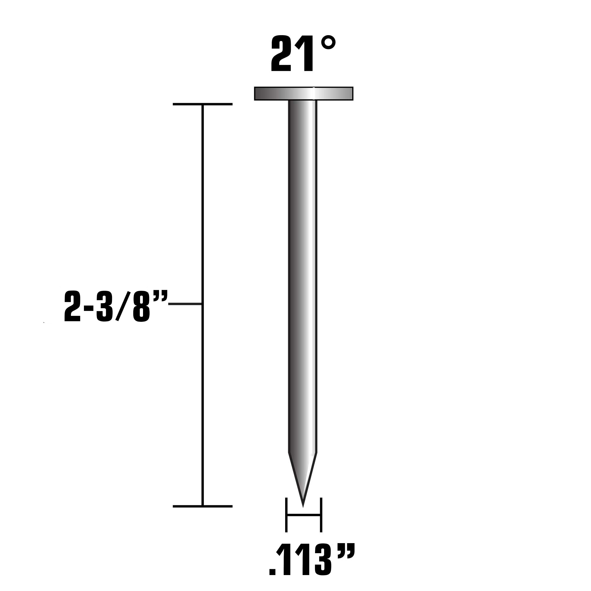 Clavos de Armazón Collated 2-3/8 pulgadas x 0.113 pulgadas con Punta en Anillo Brillante y Ángulo de 21 grados (1000 por caja) Metabo HPT 20103SHPT