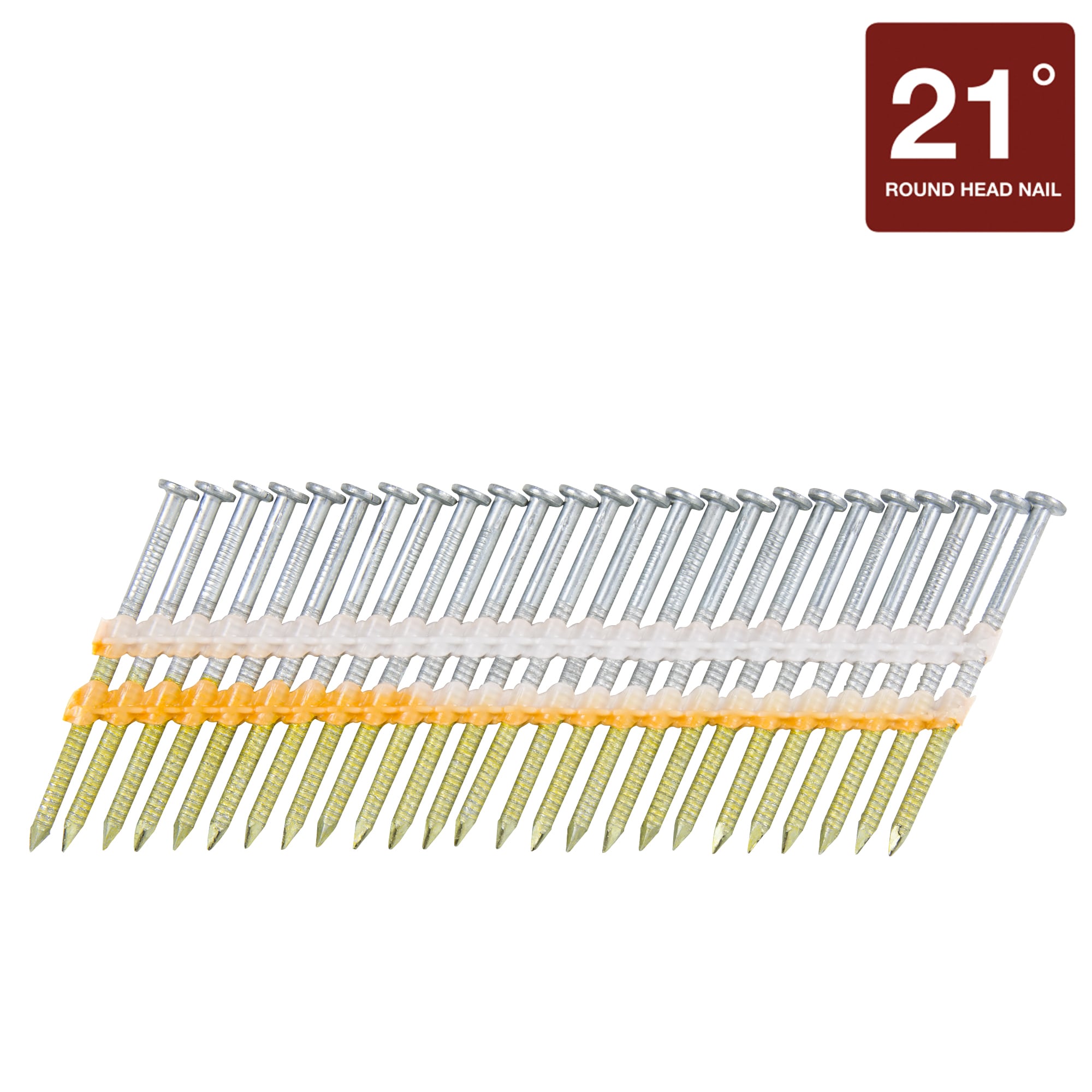 Clavos para estructuras de acero encolados con anillos de galvanizado en caliente de 2 pulgadas x 0.113 pulgadas, 21 grados (1000 por caja) 20171SHPT