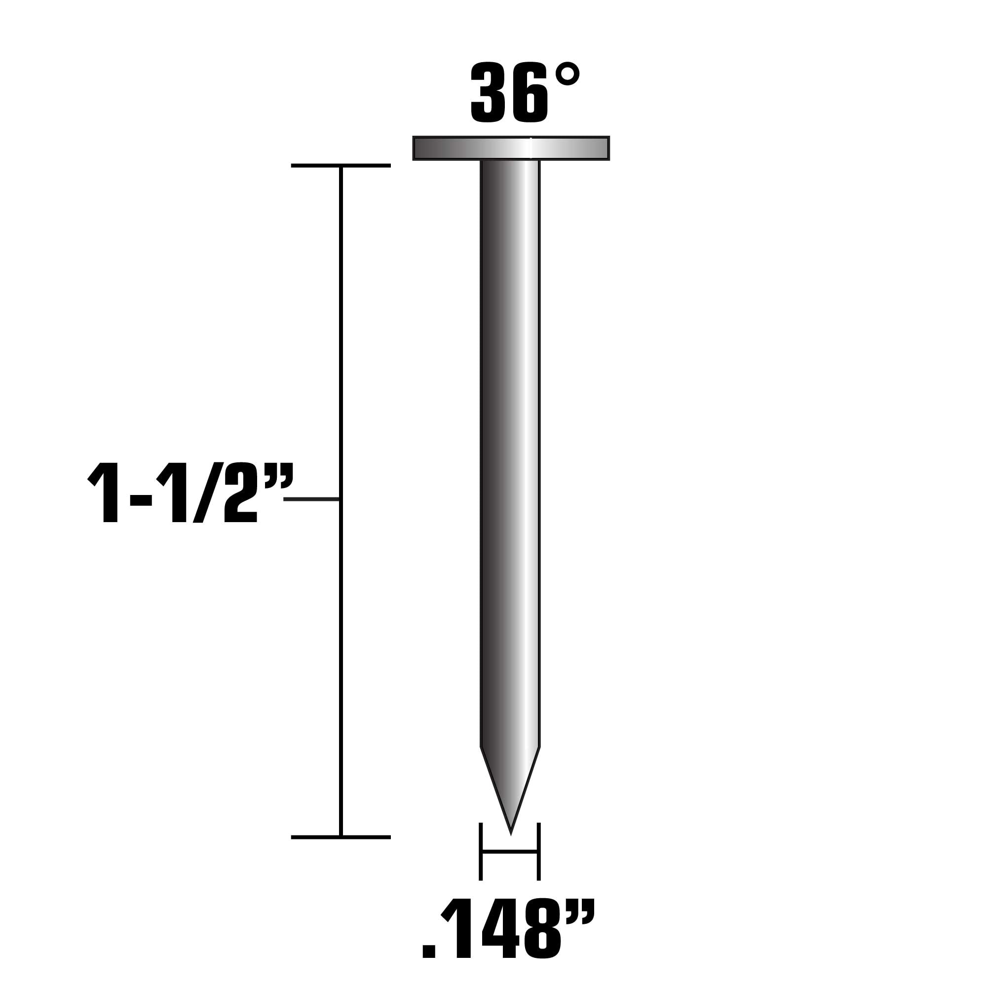 Clavos para colgador de vigas galvanizados electroquímicos de 36 grados de 1-1/2 pulgadas x 0.148 pulgadas de Metabo HPT (1000 unidades por caja) 27134SHPT