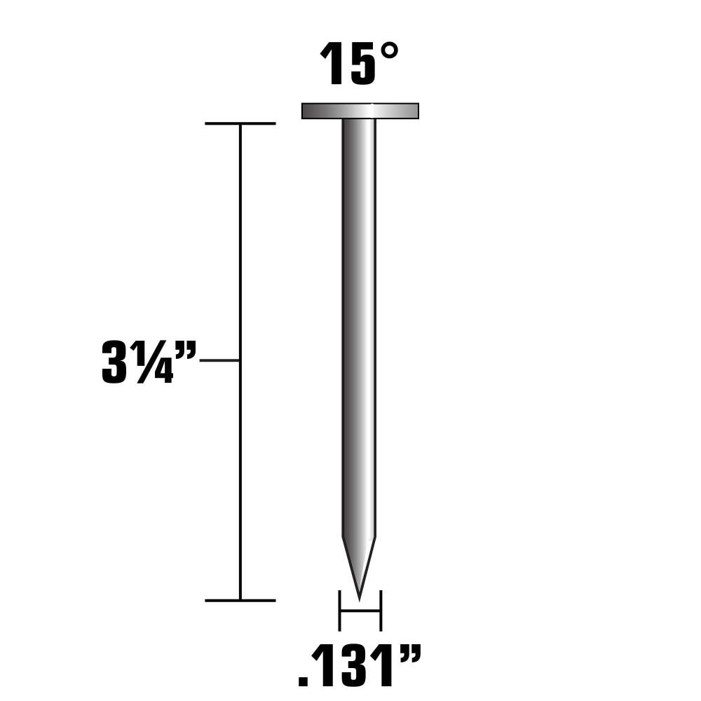 Clavos de armazón colados con vástago liso brillante de 15 grados Metabo HPT de 3-1/4 pulgadas x 0.131 pulgadas (2400 por caja) 12217HHPT