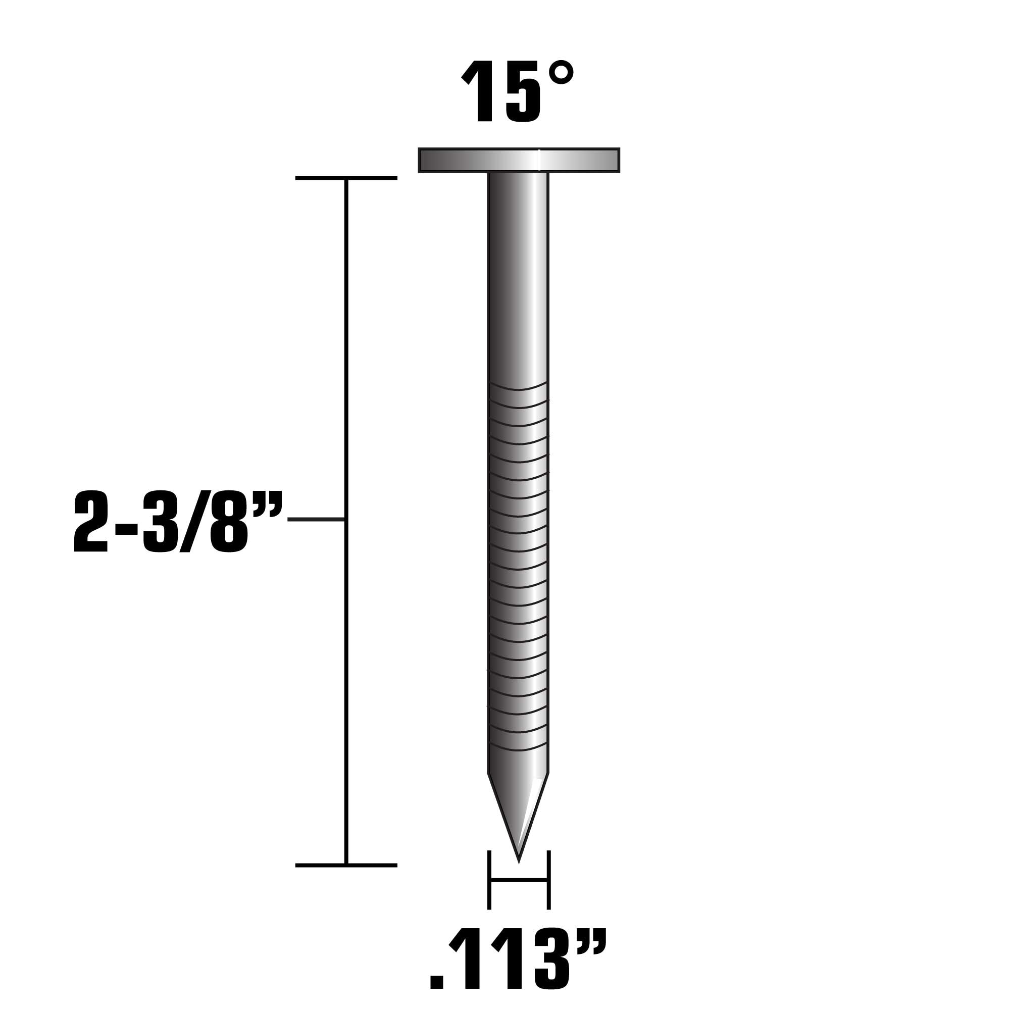 Clavos para armazón brillantes de 15 grados Metabo HPT de 2-3/8 pulgadas x 0.113 pulgadas (2700 por caja)