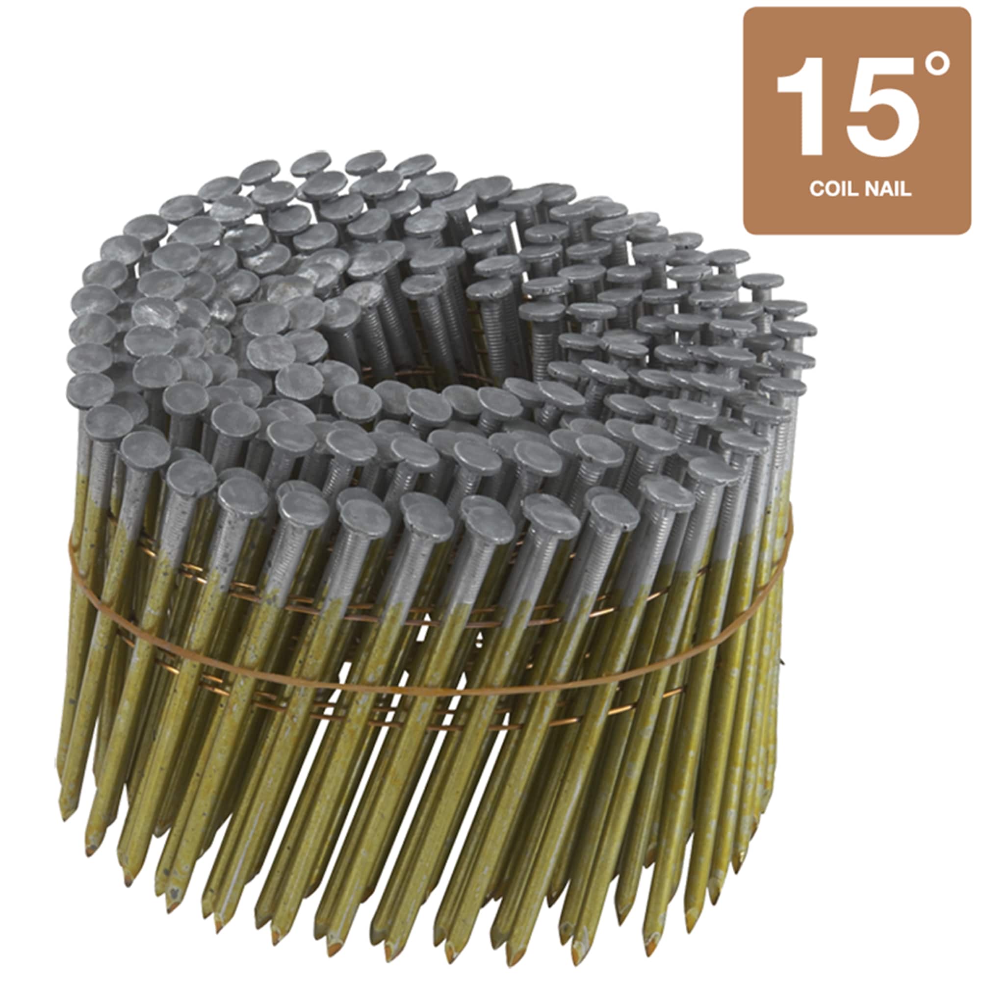 Clavos para Armazones Collated de 3-1/4 pulg x 0.131 pulg, galvanizados por inmersión en caliente, de 15 grados, lisos - 2400 unidades por caja