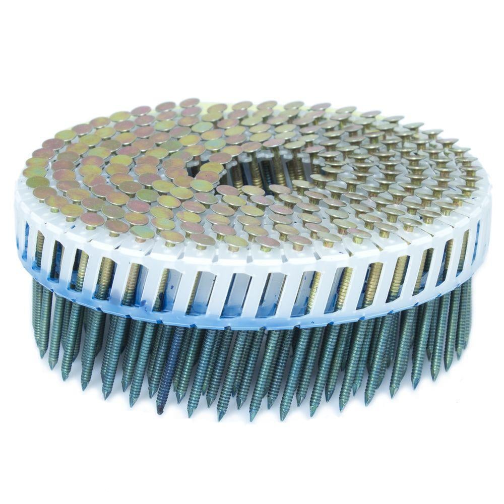 Clavos comunes de acero inoxidable de calibre 13 de 1-3/4 pulgadas, con anillo y colchón de plástico en caja - FASCO MP592RGE3.2M