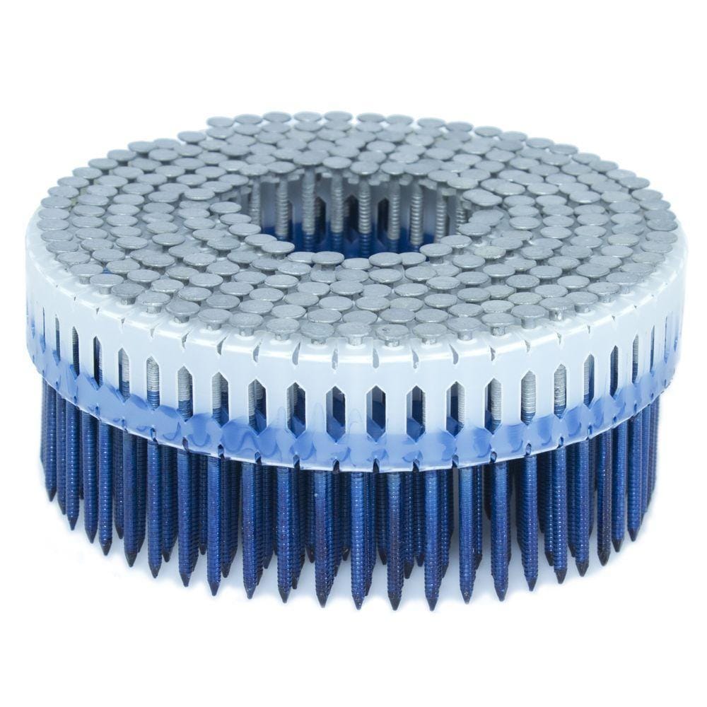 Clavos comunes de 1-1/2 pulgadas calibre 13 con acabado galvanizado en caliente y punta anillada, colocado en plástico - Caja PC17886RHDE4M