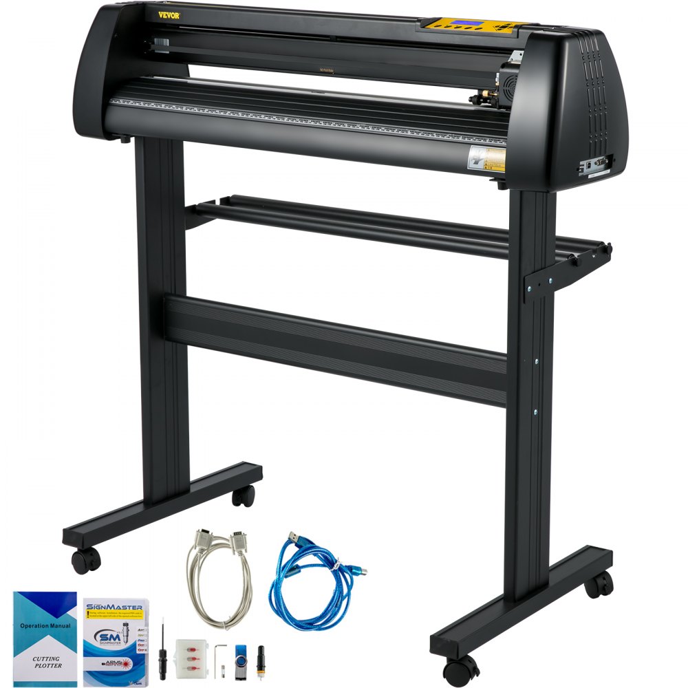 VEVOR Vinyl Cutter Machine, 28 Inch Paper Feed Cutting Plotter Bundle, Adjustable Force & Speed Vinyl Printer, LCD Display Windows Compatible Sign Making kit w/Signmaster Software Supplies 3 Blades - KZJHRJBGSDDZJ2KAMV1