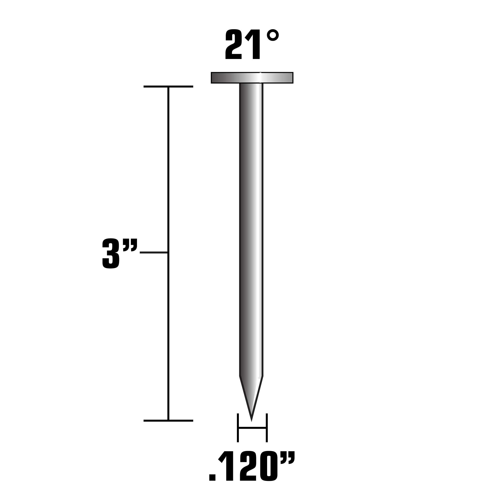 Clavos para entramado de 21 grados en caja de 4000 unidades 3 pulgadas x 0.12 pulgadas brillo suave de Metabo HPT