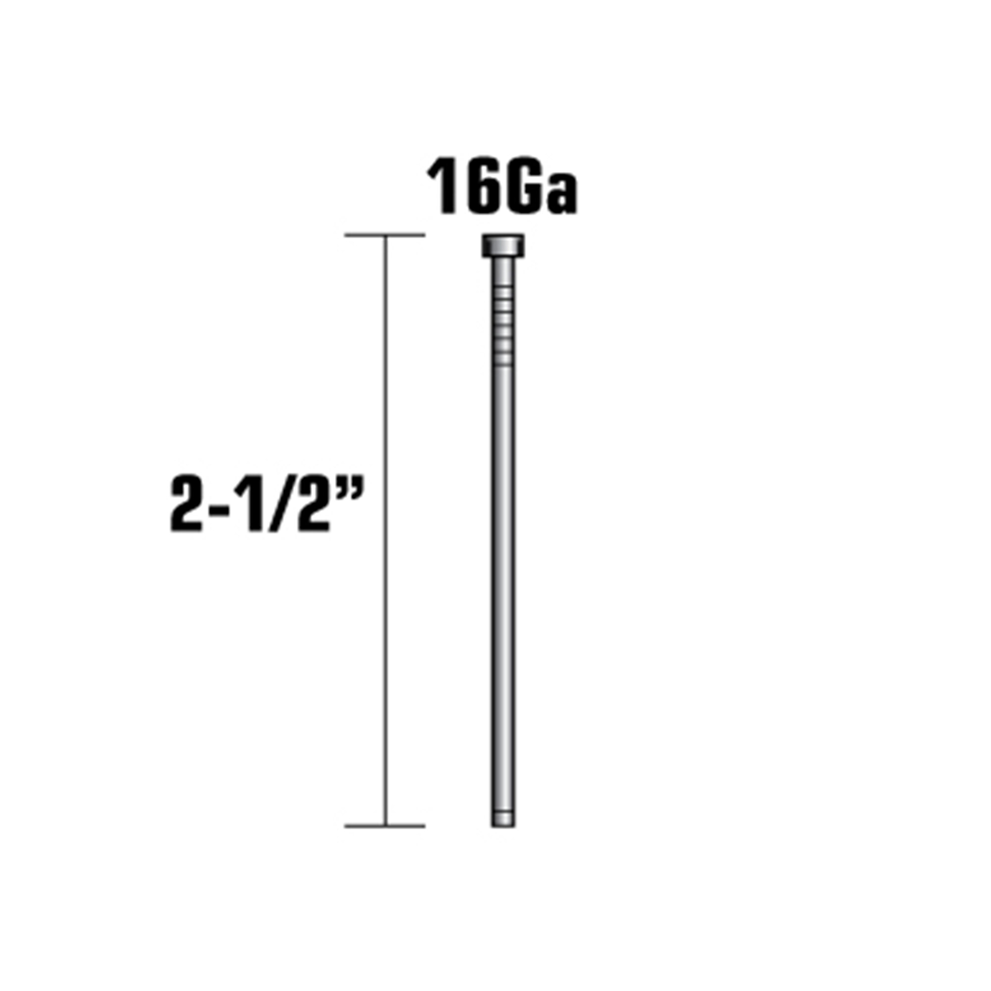 Clavos de Acabado Rectos de Acero Inoxidable de 16 Gauges Metabo HPT de 2-1/2 pulgadas, 2500 por caja 14206HPT