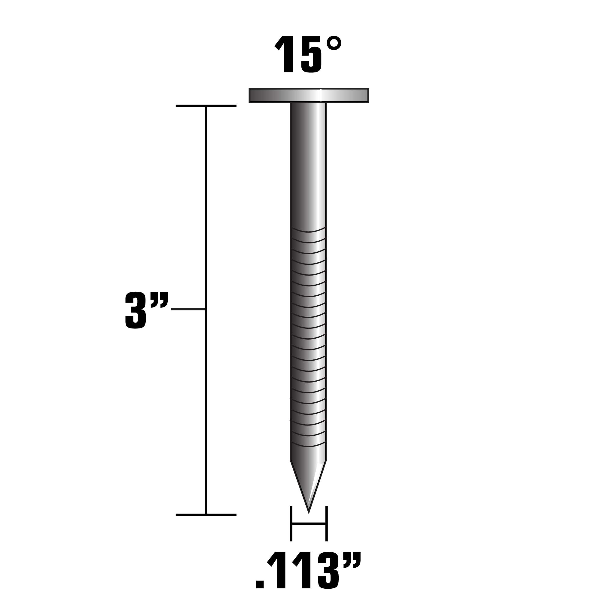 Clavos de armazón anillados galvanizados en caliente de 15 grados Metabo HPT 2-3/8-pulg x 0.113-pulg (2700 c/u) - Modelo 12705HHPT