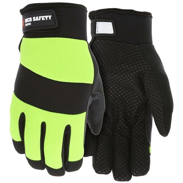 Guantes de mecánico MCR Safety, Talla Grande, Sintéticos, Negro/Lima - 926L
