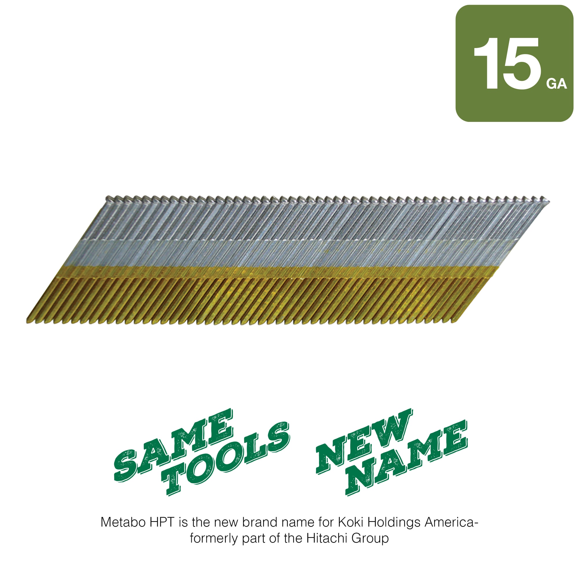 Clavos Acabado Electrogalvanizado Colados en Ángulo de Calibre 15 de 1-1/2 pulgadas - Caja de 1000 - Metabo HPT 24202S