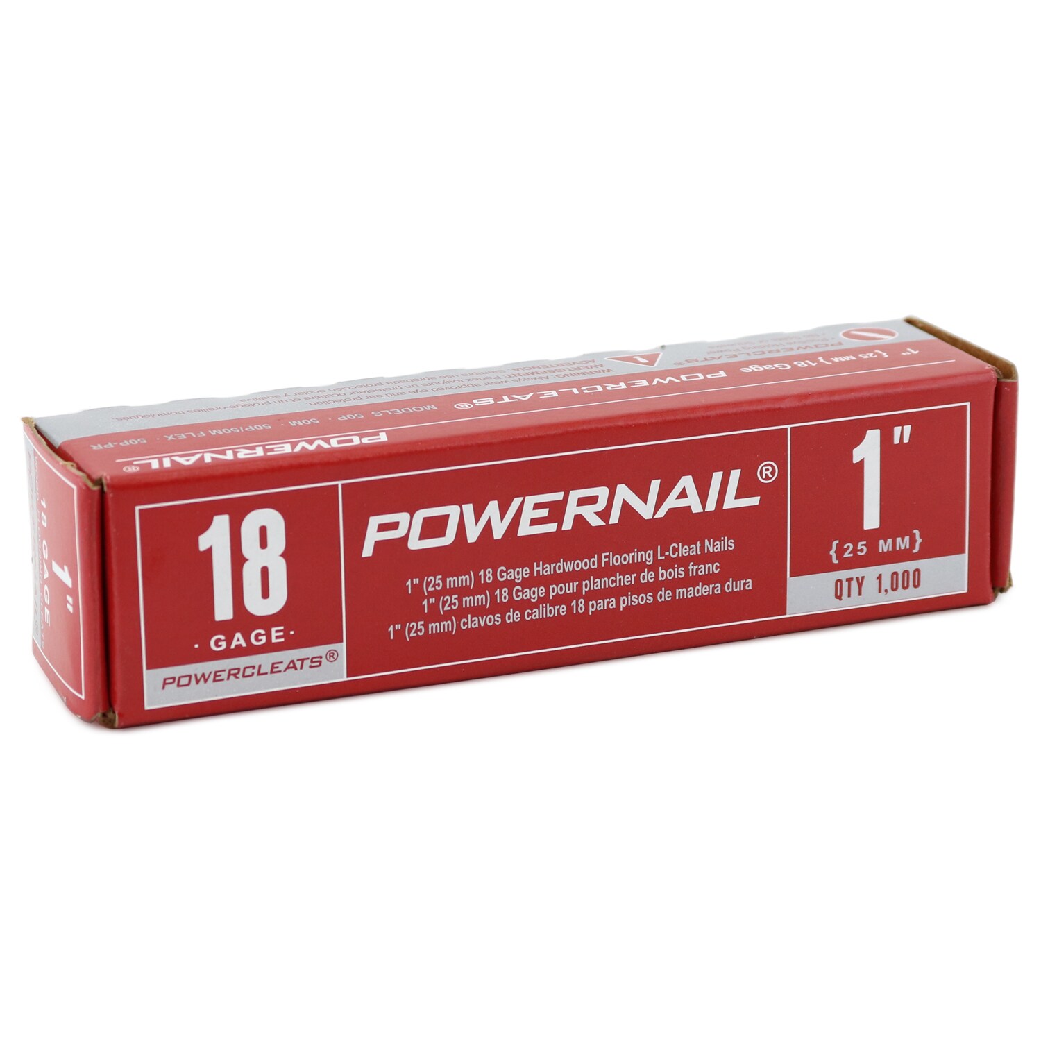 Clavos para Pisos Adhesivos de 1 pulgada, calibre 18, de Powernail en tiras de 1000 - Por L10018
