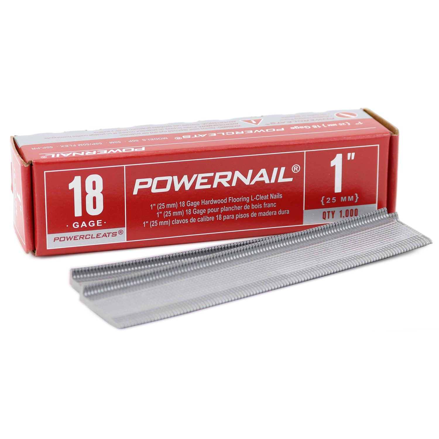 Clavos para pisos adhesivos colección de 1 pulgada calibre 18 de Powernail - Paquete de 5000 - Por L100185