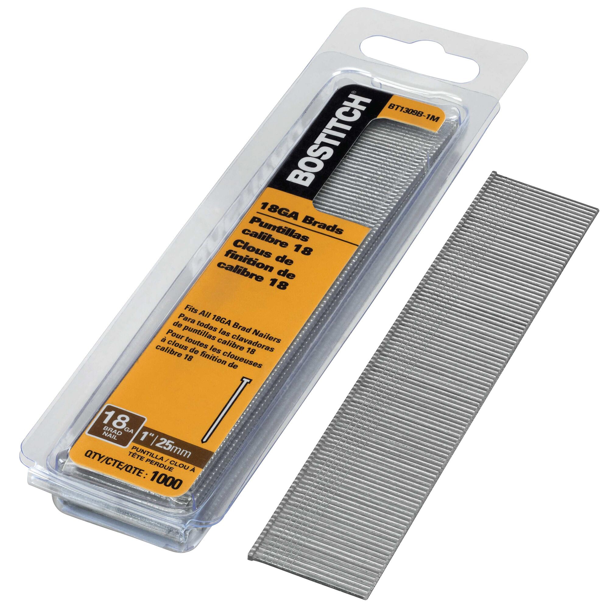 Clavos para acabado galvanizados rectos de calibre 18 de 1 pulgada Bostitch BT1309B-1M