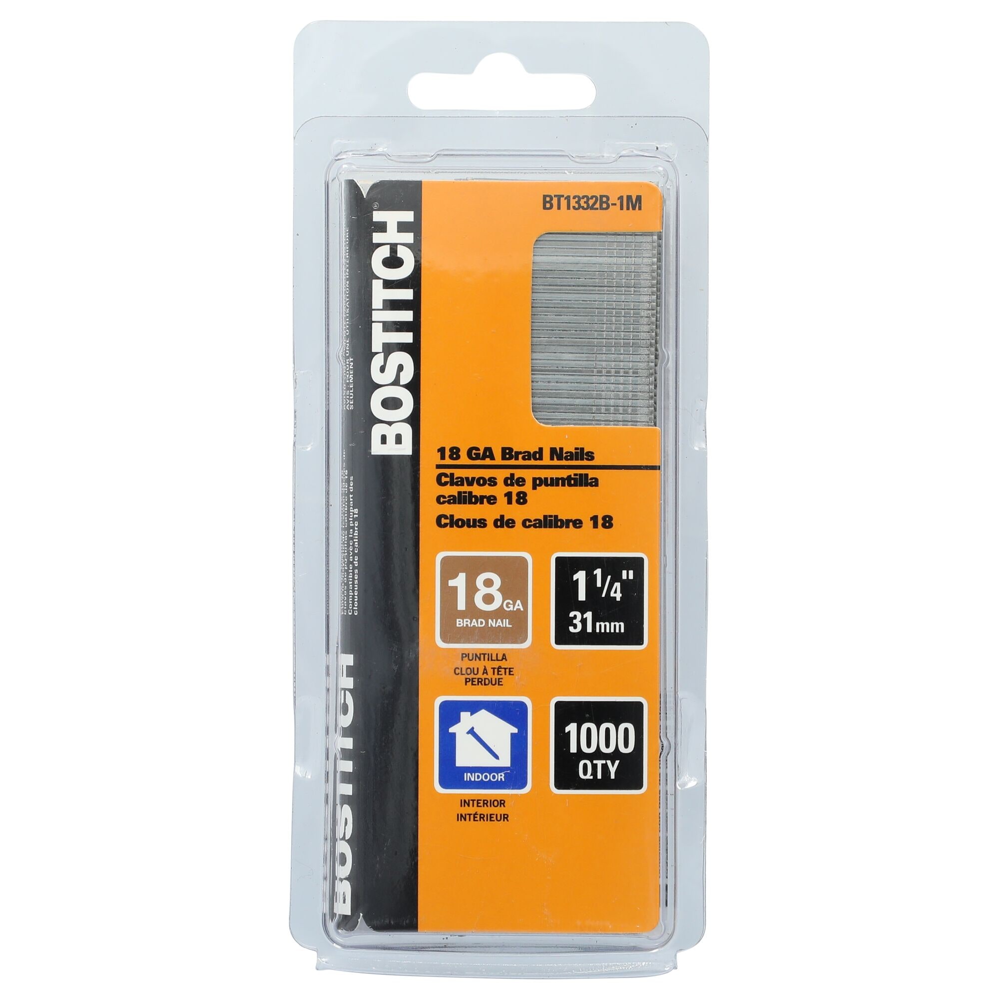 Clavos de acabado recto recubiertos Bostitch de calibre 18 de 1-1/4 pulgadas BT1332B-1M