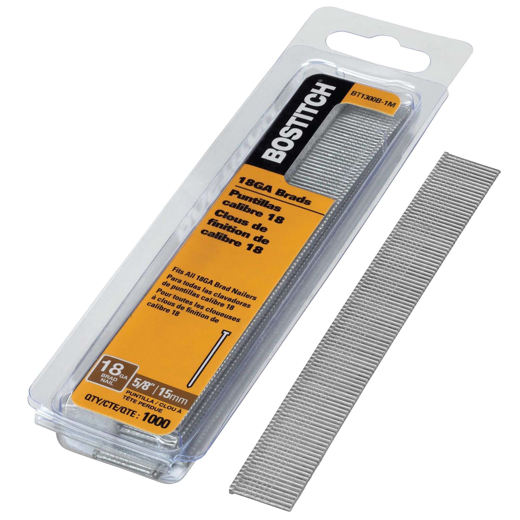 Clavos de acabado galvanizados rectos de calibre 18 de 5/8 pulgadas Bostitch BT1300B-1M