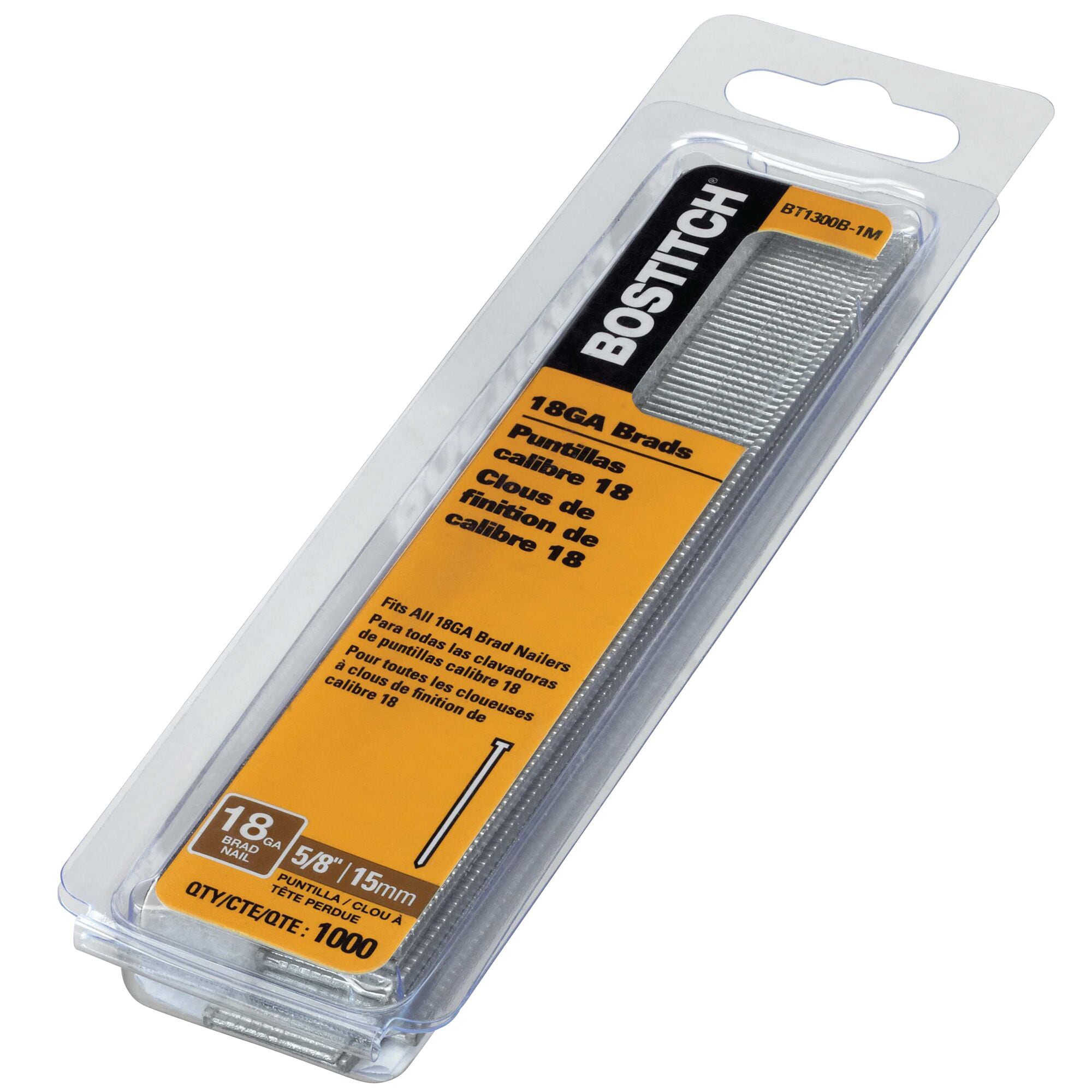 Clavos de acabado galvanizados rectos de calibre 18 de 5/8 pulgadas Bostitch BT1300B-1M