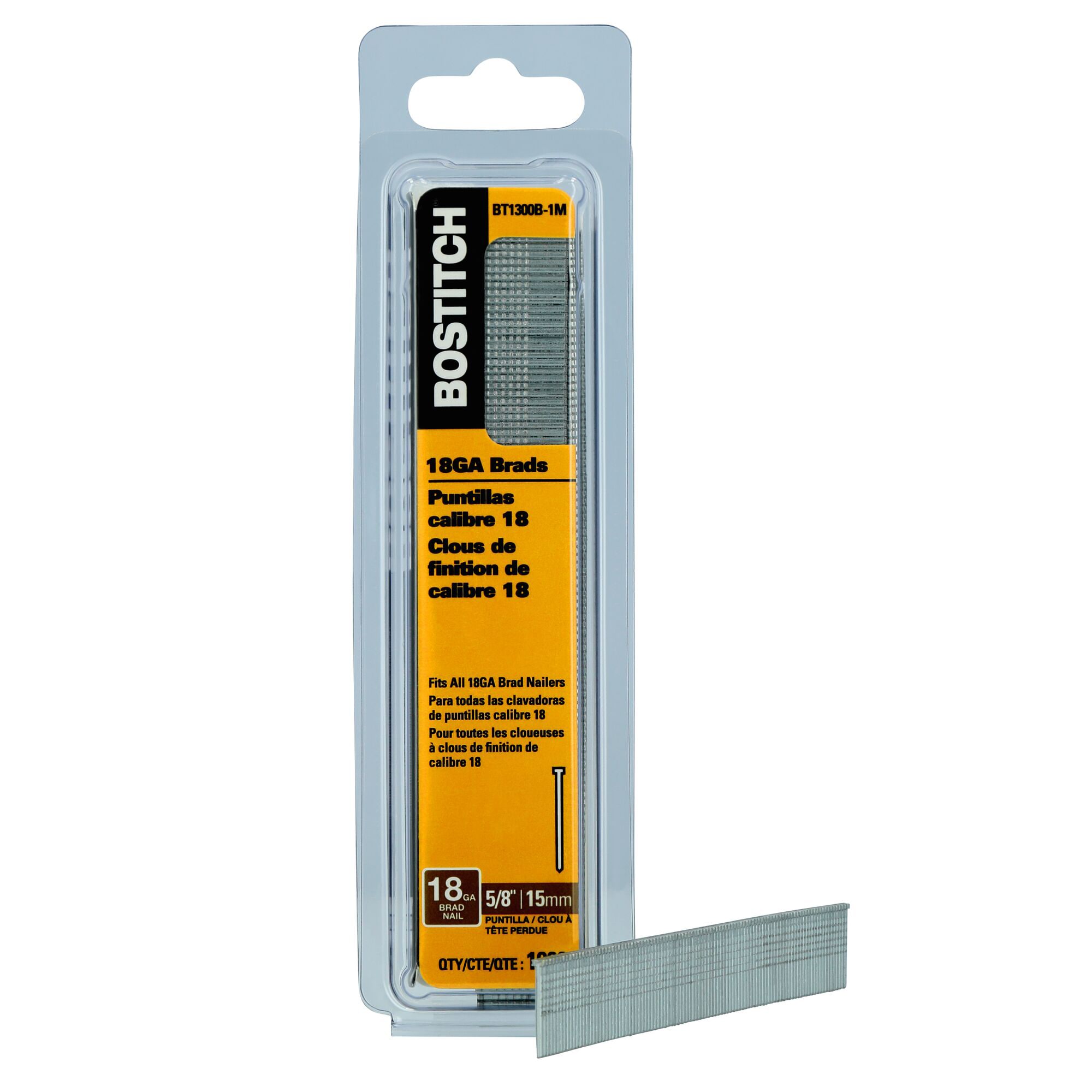 Clavos de acabado galvanizados rectos de calibre 18 de 5/8 pulgadas Bostitch BT1300B-1M