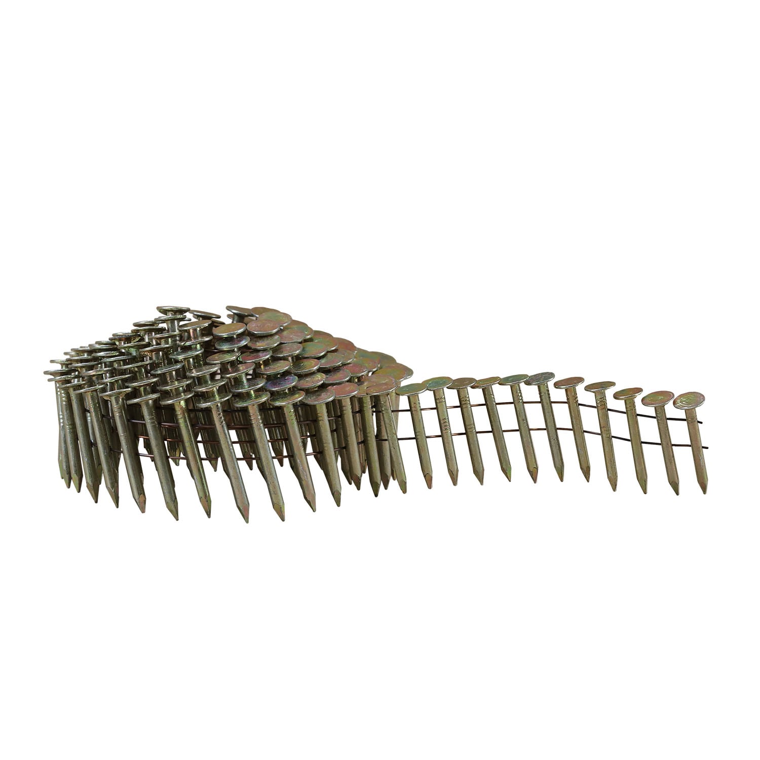 Clavos para techado en bobina galvanizada de 1-1/4 pulgadas con ángulo de 15 grados y vástago liso, 7200 unidades por caja - Modelo RN-125EG