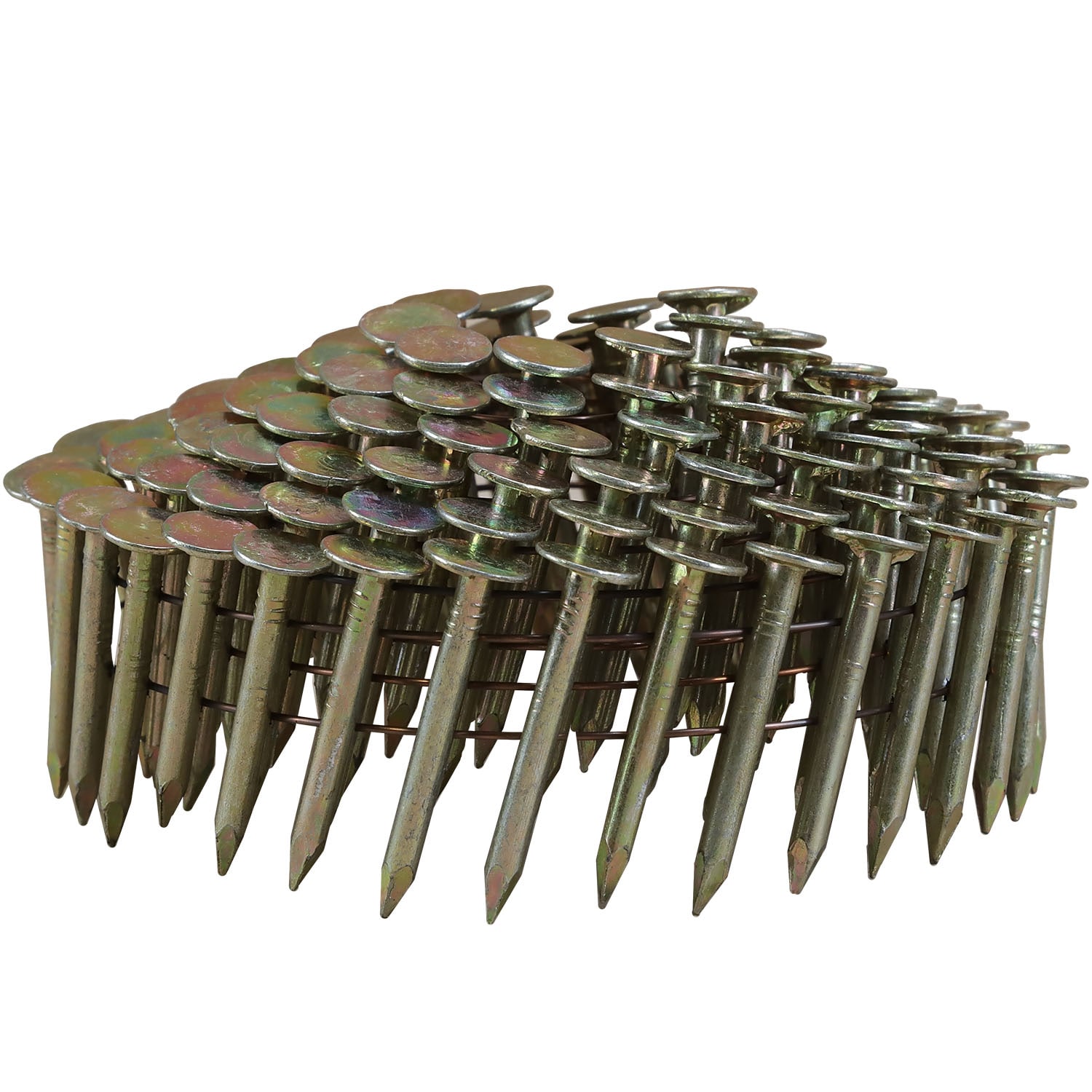 Clavos para techado en bobina galvanizada de 1-1/4 pulgadas con ángulo de 15 grados y vástago liso, 7200 unidades por caja - Modelo RN-125EG