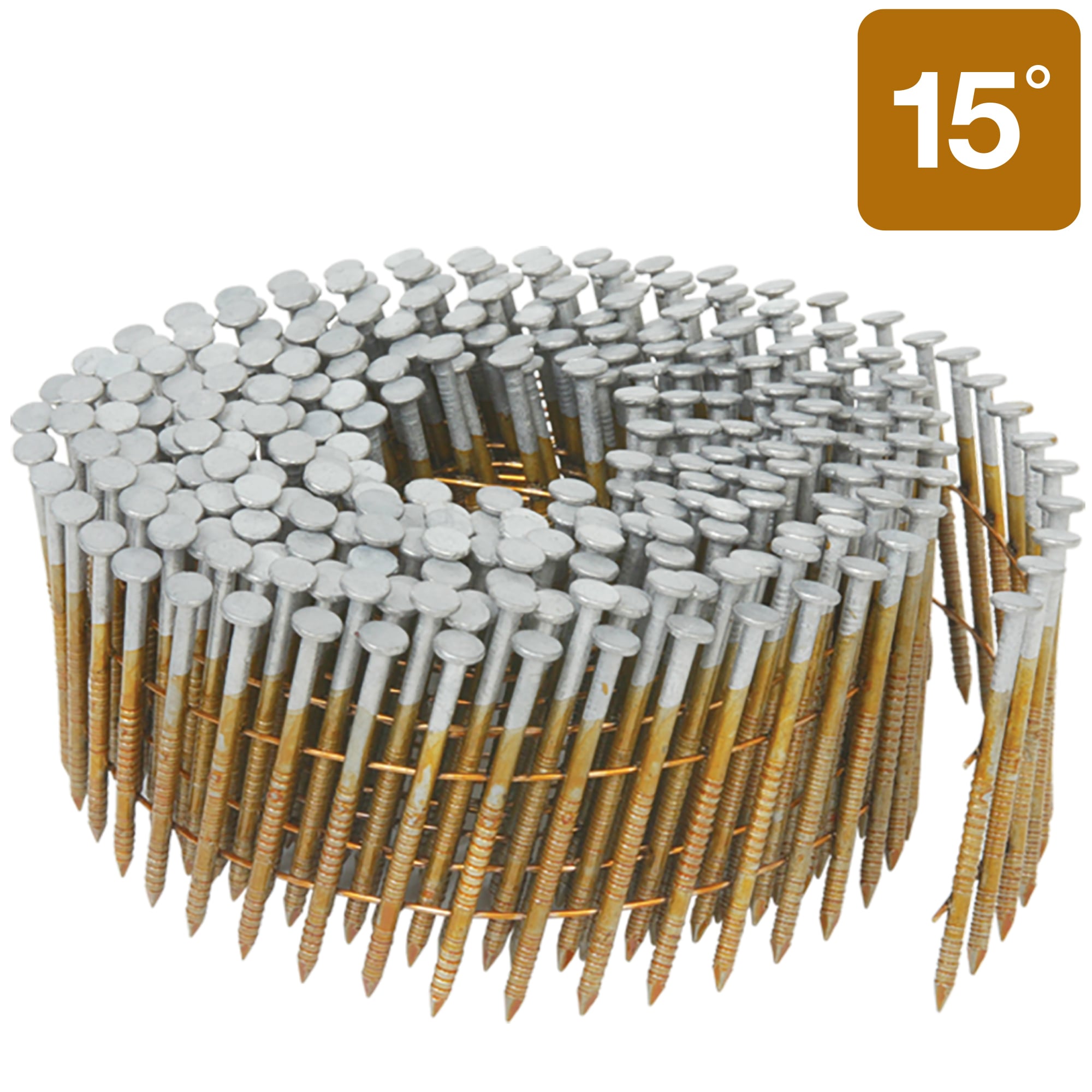 Clavos de revestimiento galvanizados en caliente con anillo y cabeza inclinada 15°, 1-3/4 pulgadas, 216,000 piezas por tarima