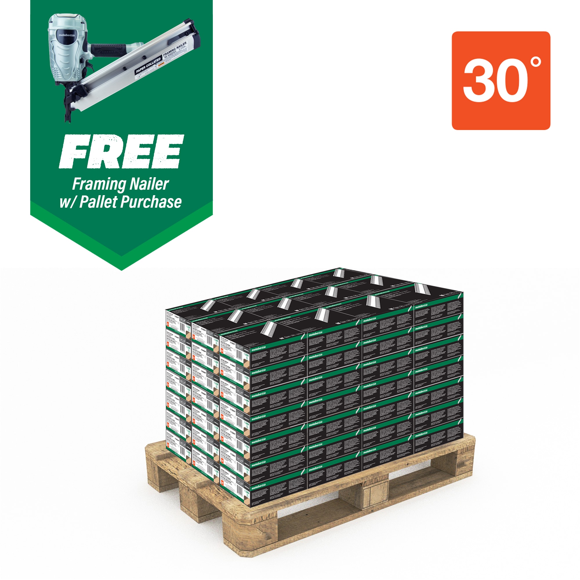 Clavos de armazón recubiertos en brillo de 30 grados, 0.12 pulgadas x 3 pulgadas, de Metabo HPT (210,000 por tarima)