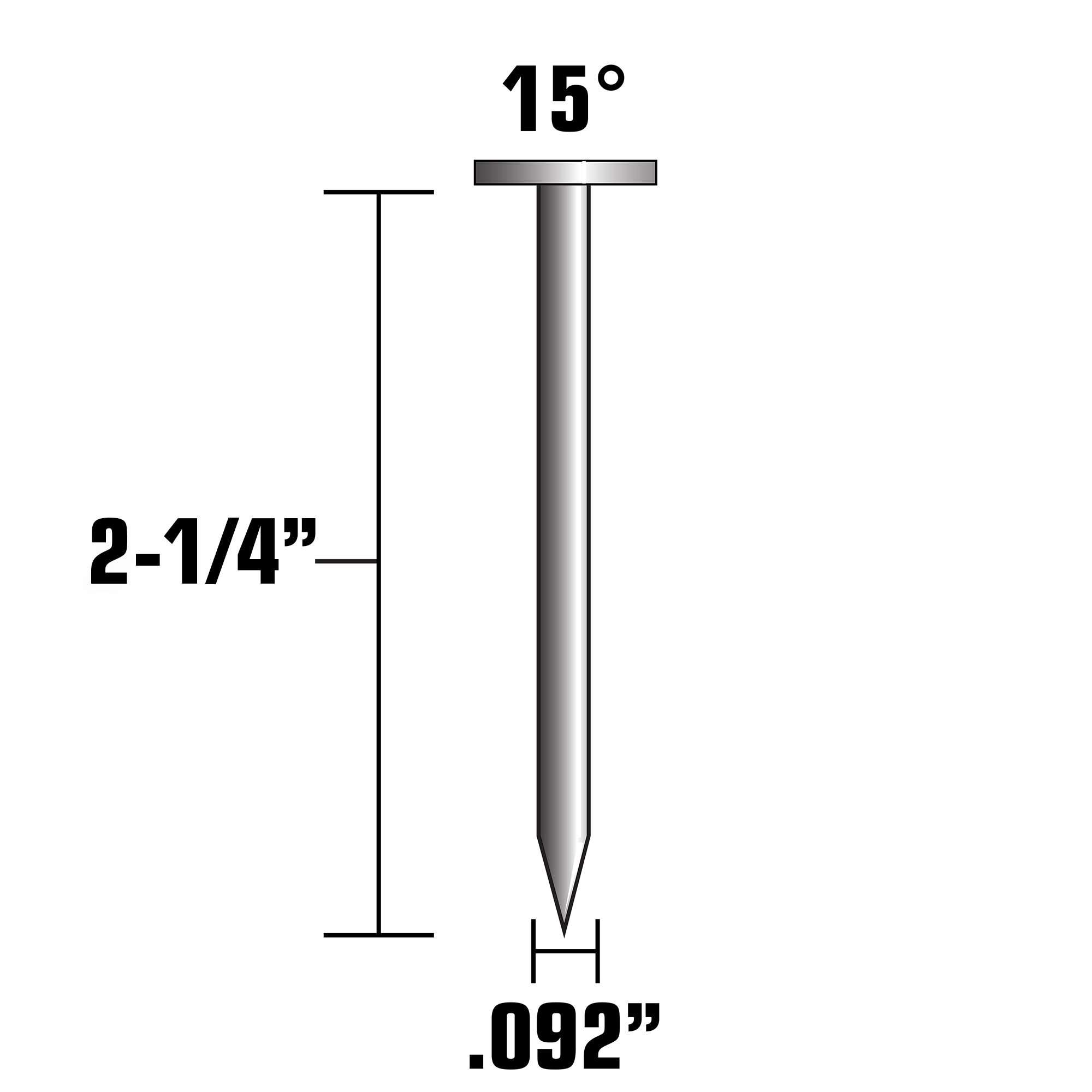 Clavos para revestimiento con cabeza anillada galvanizada en caliente Metabo HPT 2-1/4 pulgadas 15 grados - 216,000 por palet NV65AH2M