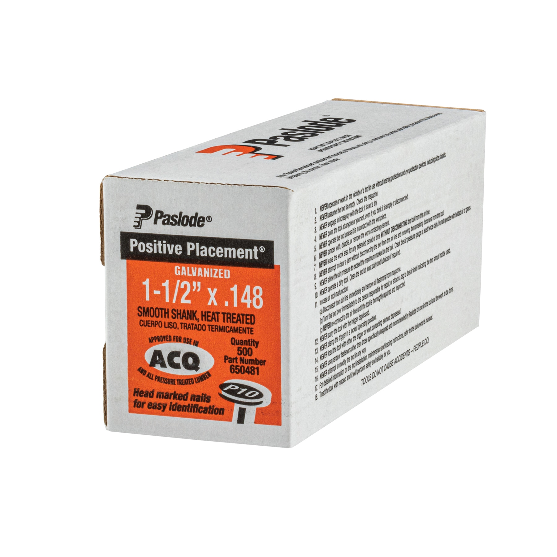 Clavos para colgador de vigas de acero galvanizado, lisos, con inclinación de 0 grados, 1-1/2 pulgadas x 0.148 pulgadas (500 por caja) 650481