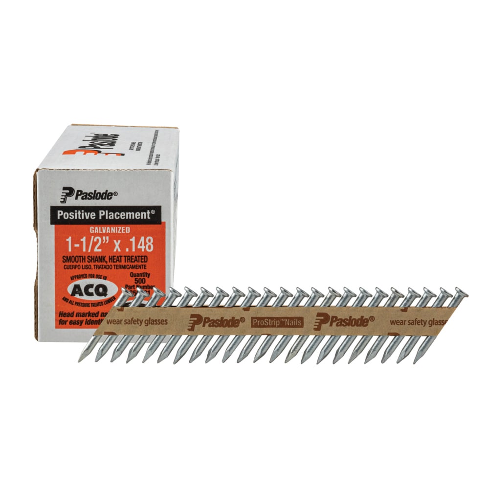 Clavos para colgador de vigas de acero galvanizado, lisos, con inclinación de 0 grados, 1-1/2 pulgadas x 0.148 pulgadas (500 por caja) 650481